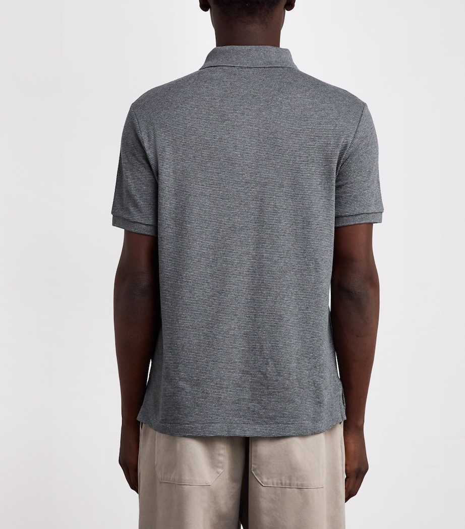 Cotton-Blend Knit Polo Shirt GREY Image 4
