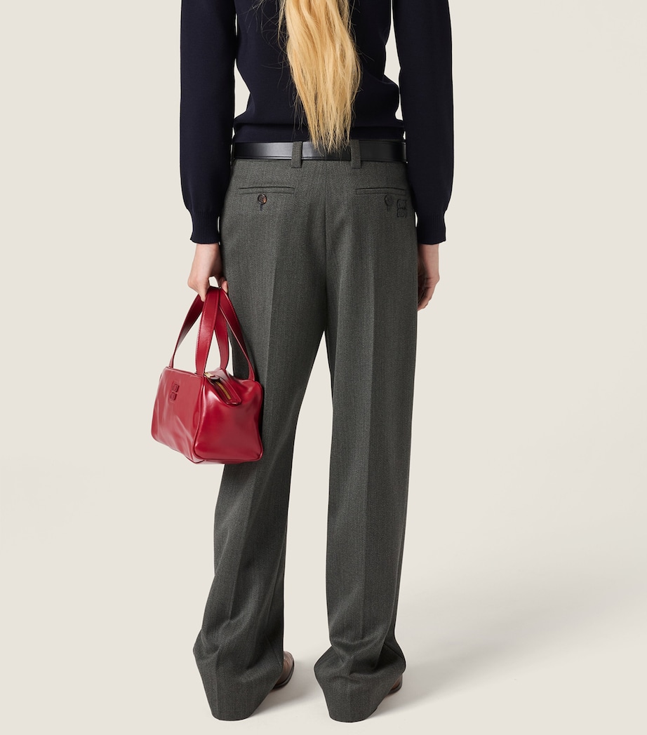 Miu Miu Womens Wool Straight Trousers Grey Image 3