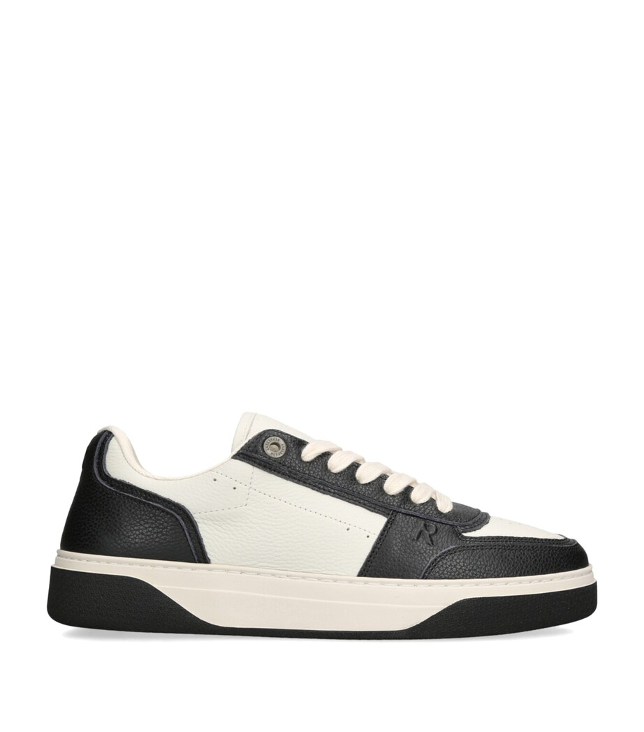 Tumbled Leather Initial Sneakers BLK/WHITE Image 1