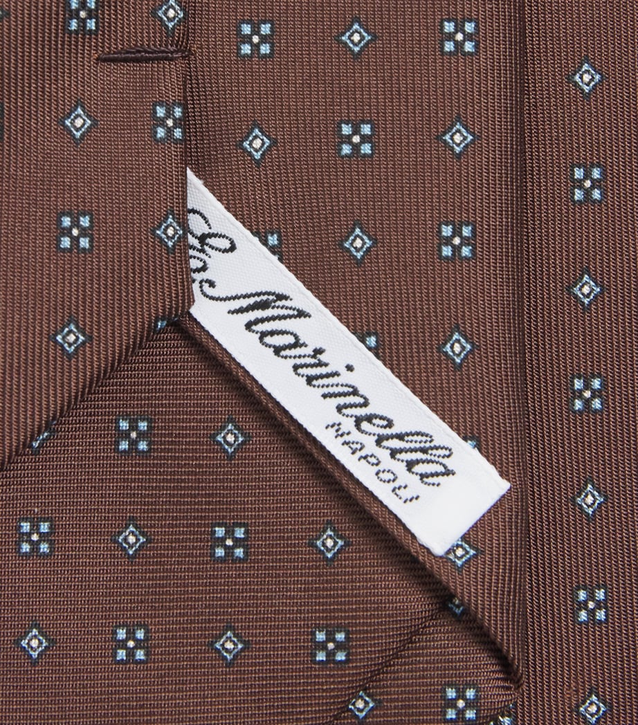 E. Marinella Silk Geometric Tie Brown Image 3