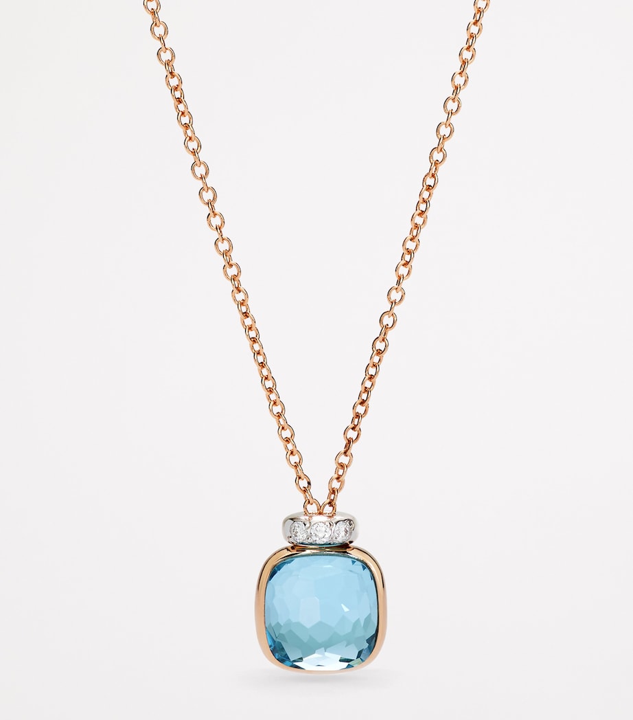 Mixed Gold, Blue Topaz and Diamond Nudo Necklace DB0YY Image 2