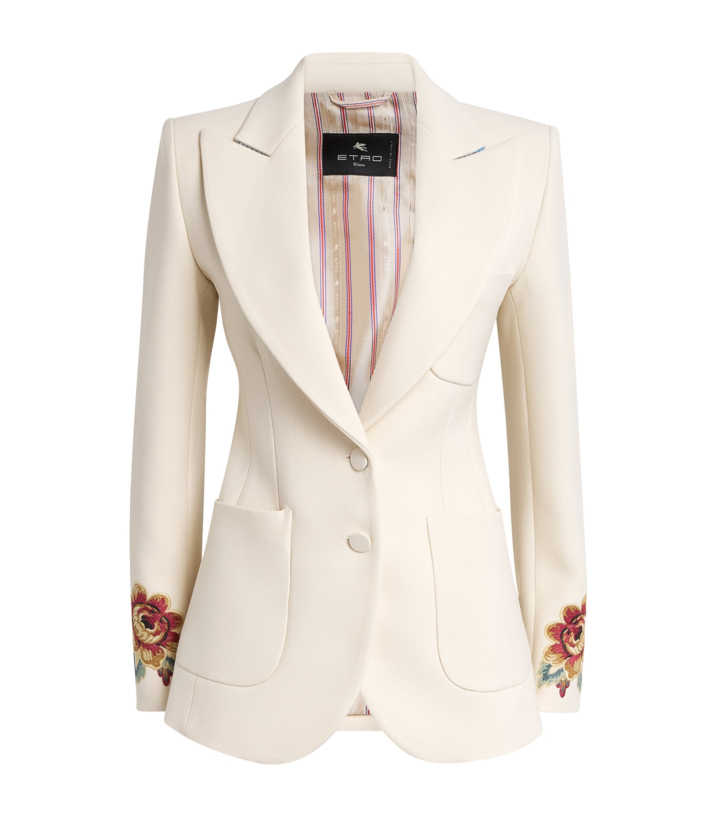 Etro Cool Wool Jacket With Embroidery In White