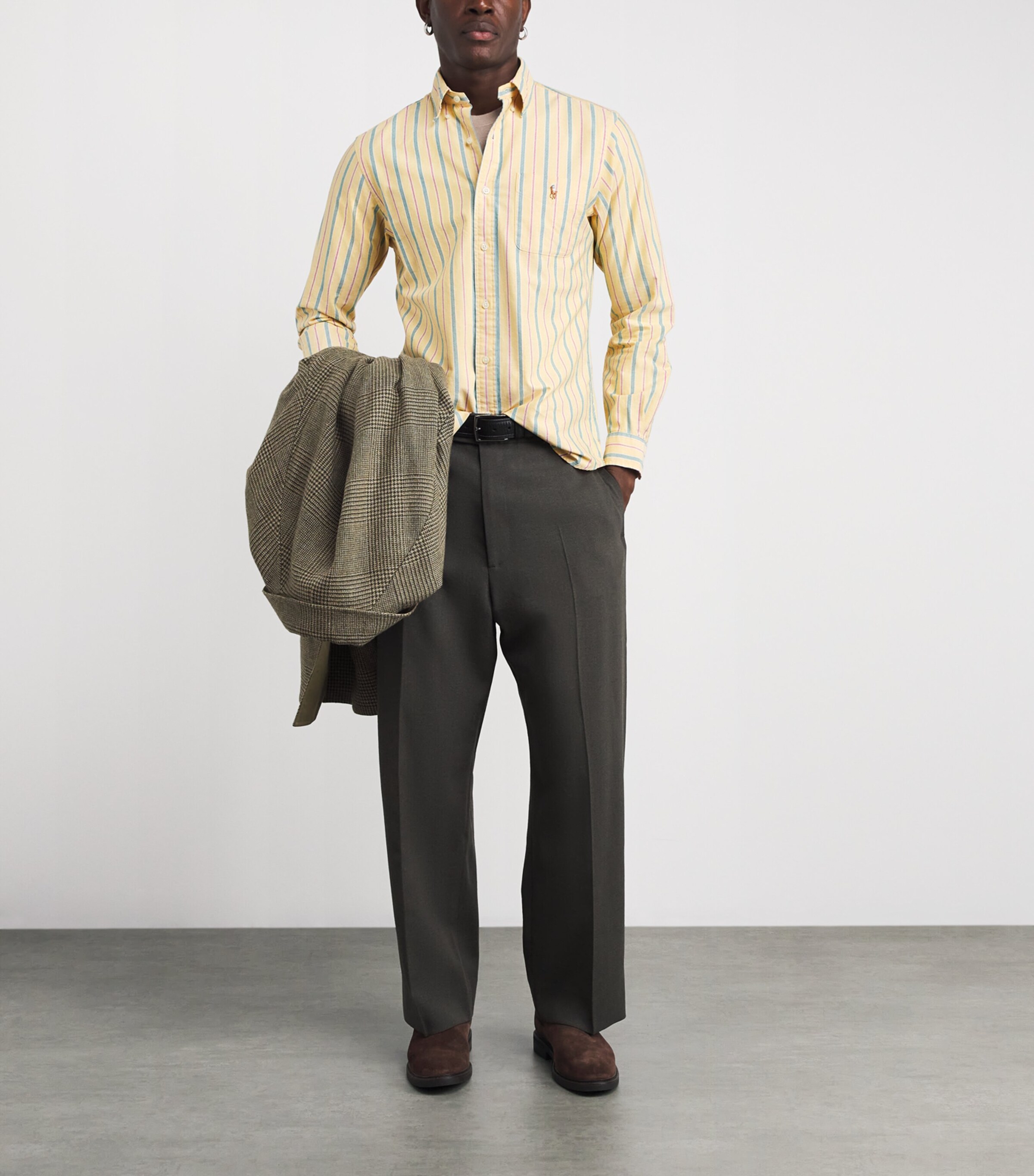 Polo Ralph Lauren Mens Cotton Stripe Oxford Shirt Yellow Image 2