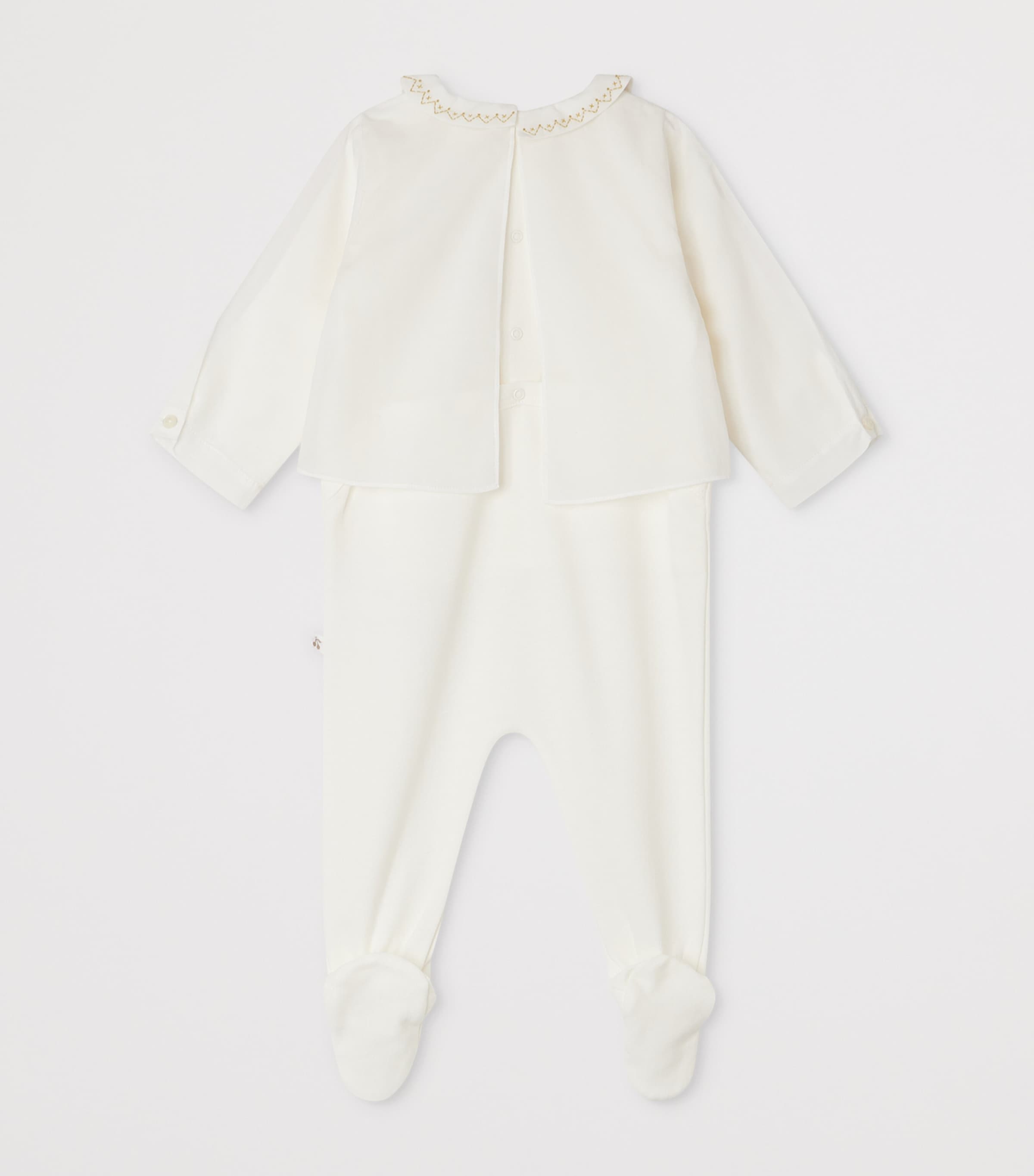 Bonpoint Cotton Sage Sleepsuit (1-18 Months) Blanc Naturel Image 2