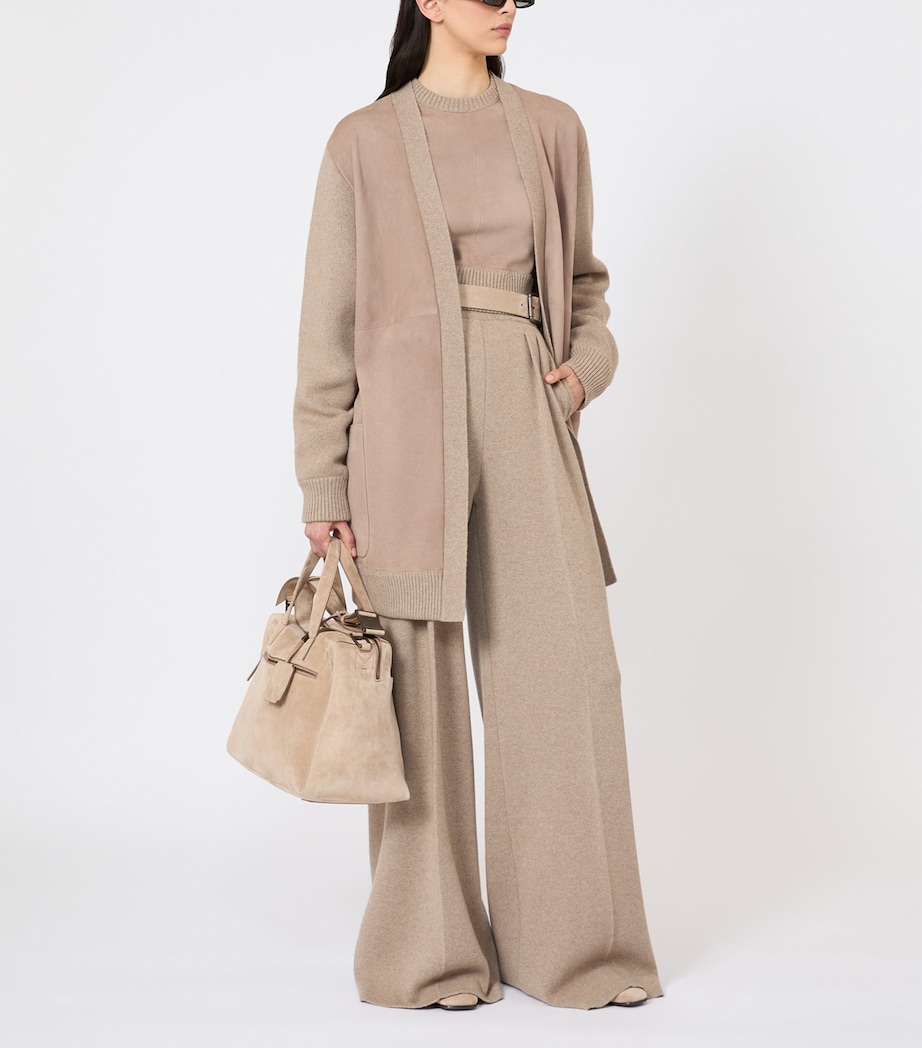 Max Mara Womens Wool-Cashmere Drawstring Trousers Beige Image 4