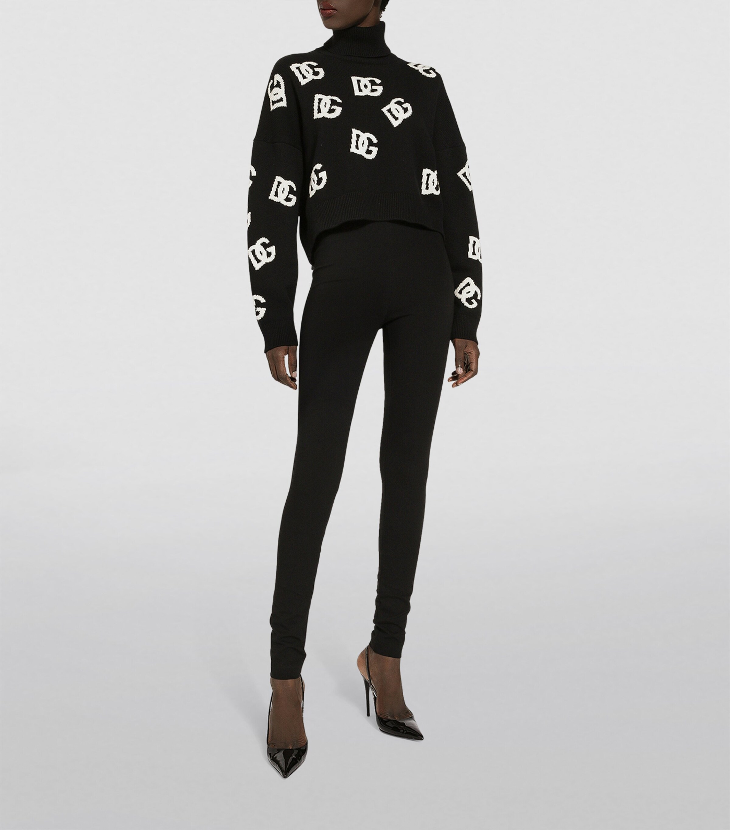 Wool Logo Rollneck Sweater N0004-BLACK/WHITE Image 4