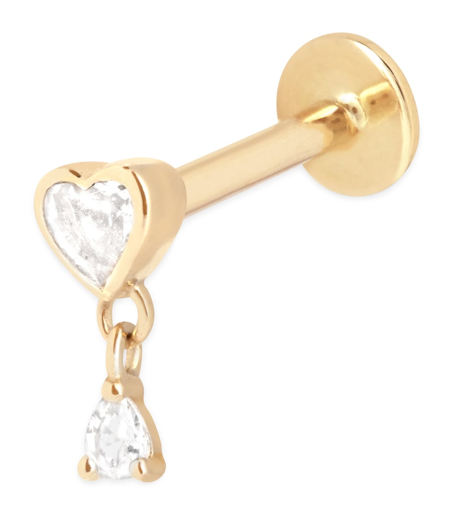 Gold and Topaz Heart Charm Single Stud Earring GOLD Image 1