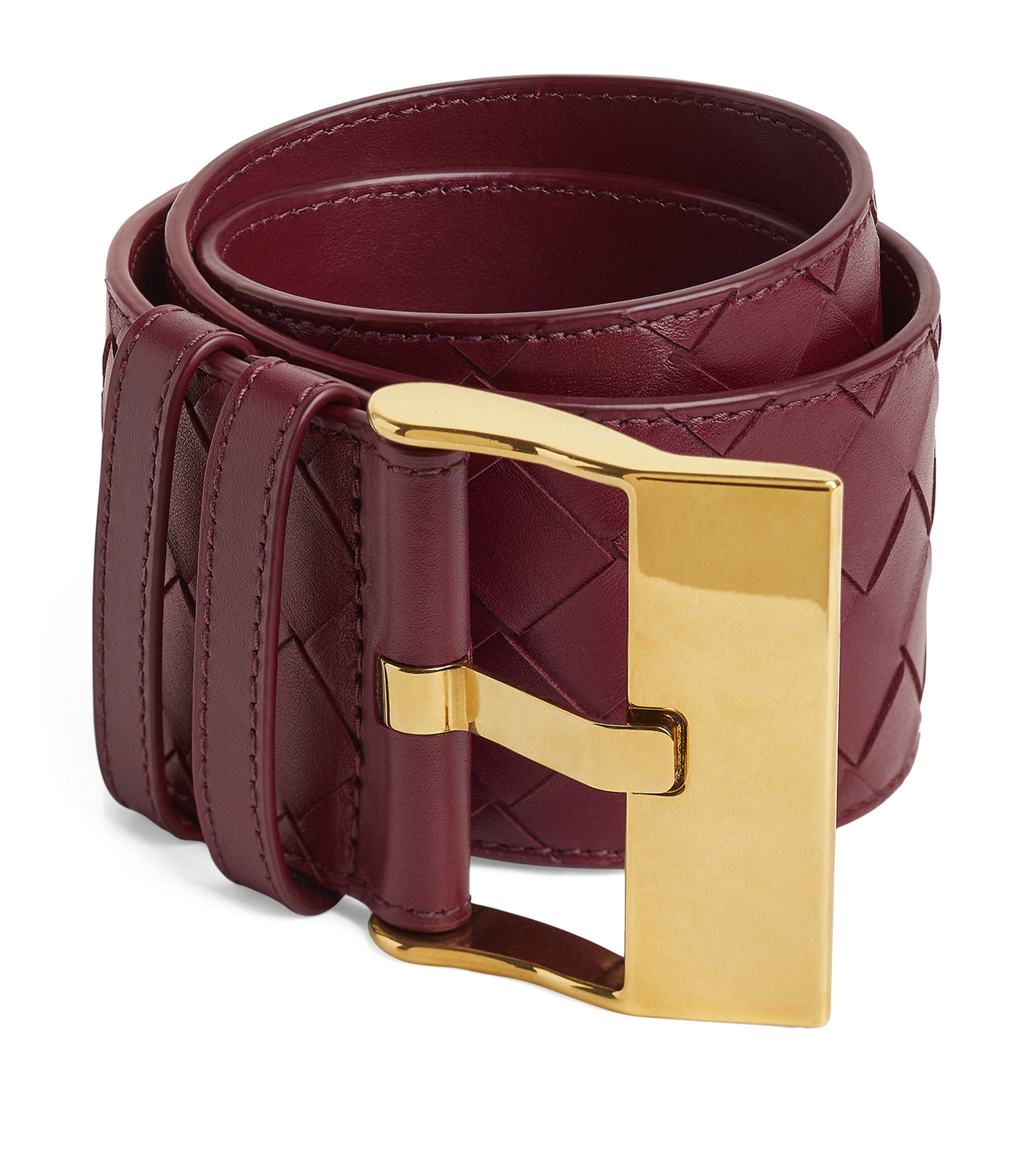 Bottega Veneta Large Calfskin Intrecciato Watch Belt In Red