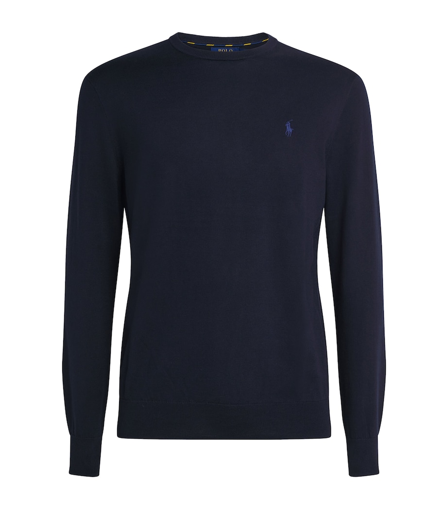Polo Ralph Lauren Mens Pima Cotton Polo Pony Sweater Hunter Navy Image 1