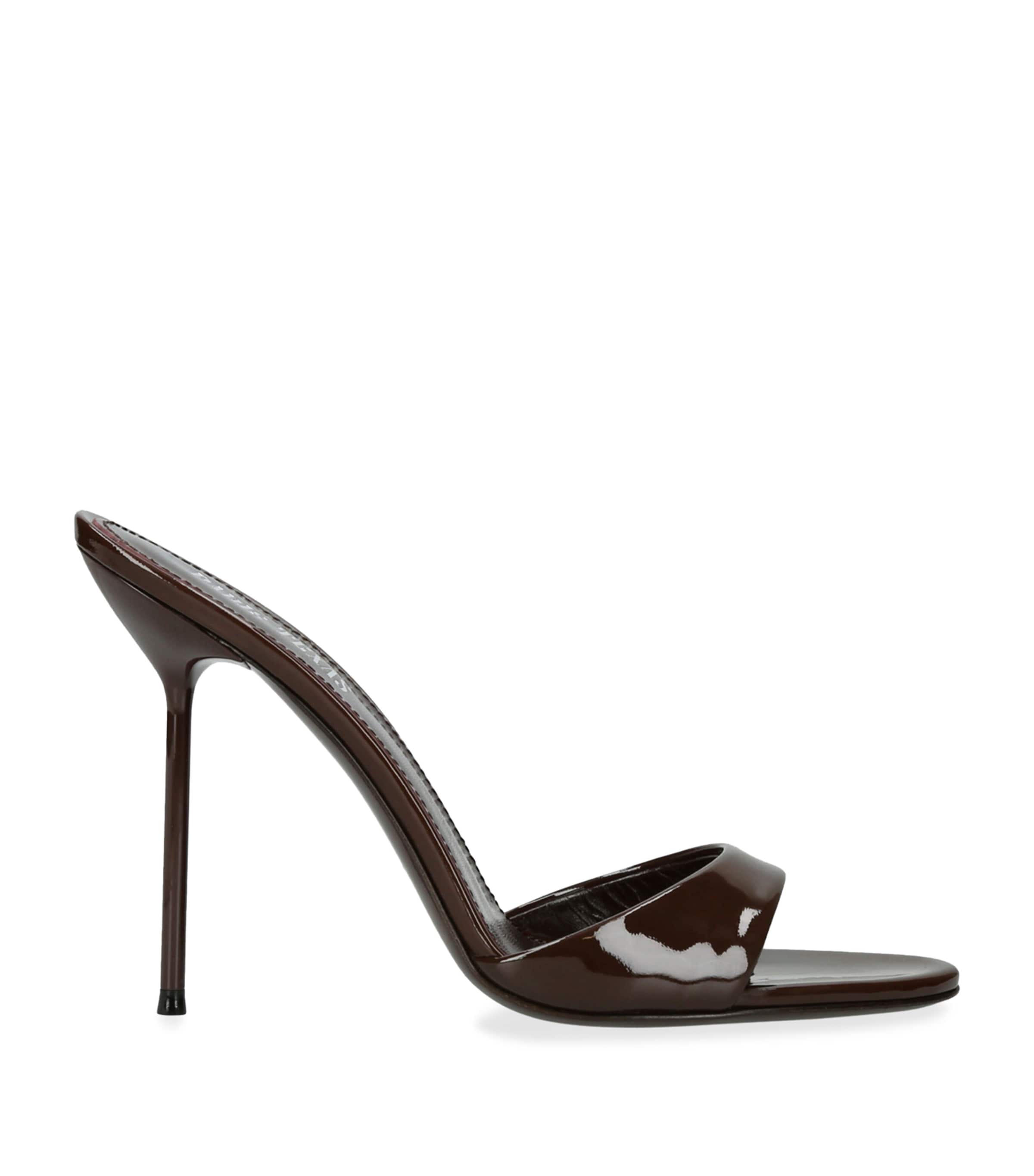 Paris Texas Lidia Brown Mules With Stiletto Heel In Patent Leather Woman In Brown