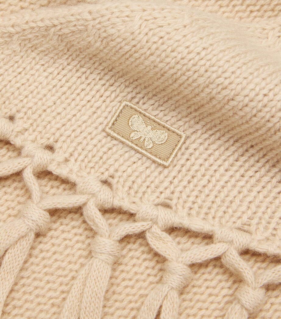 Weekend Max Mara Virgin Wool Fringed Shawl Beige Image 5