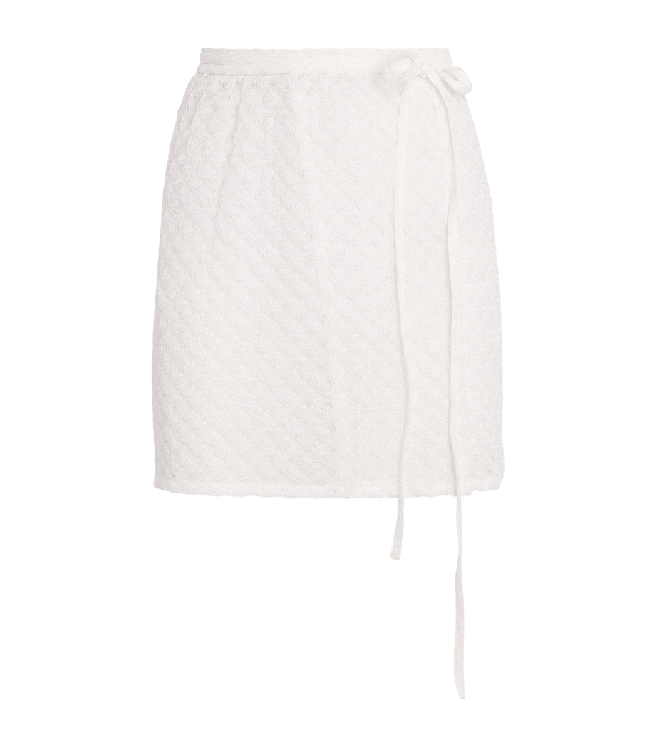 Metallic Tie Mini Skirt S01JWWHITE Image 1