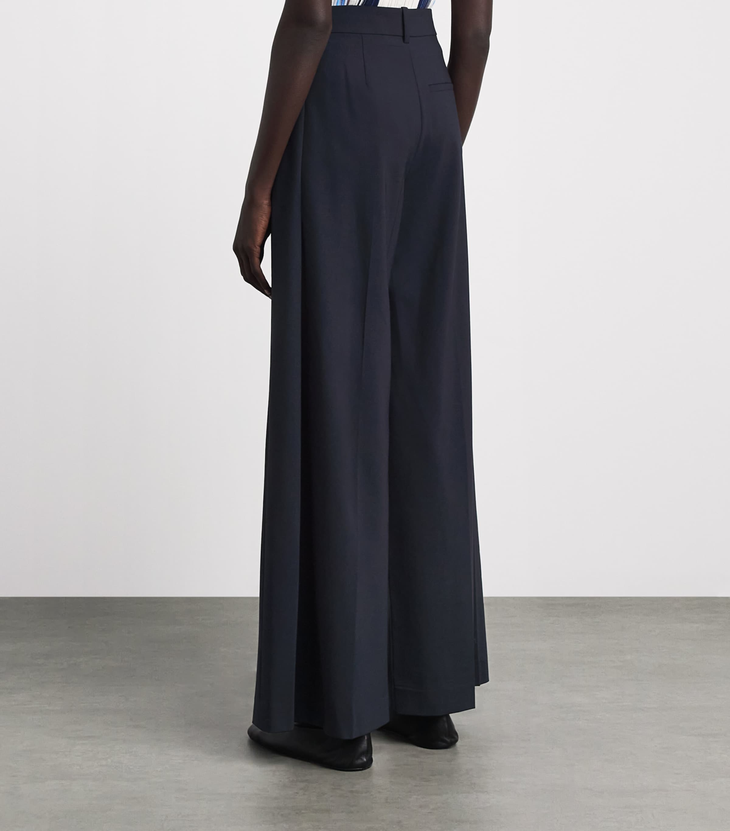 Theory Womens Wool-Blend Wide-Leg Trousers Deep Navy Image 5