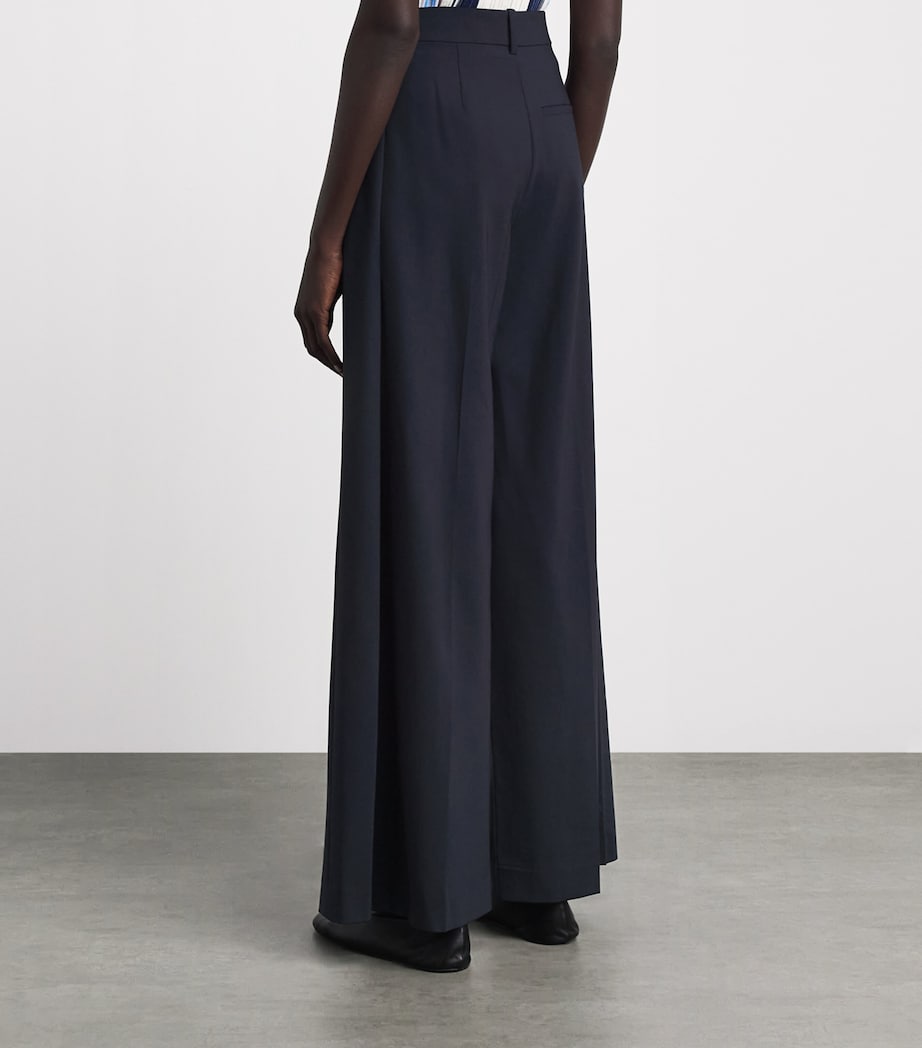 Theory Womens Wool-Blend Wide-Leg Trousers Deep Navy Image 5
