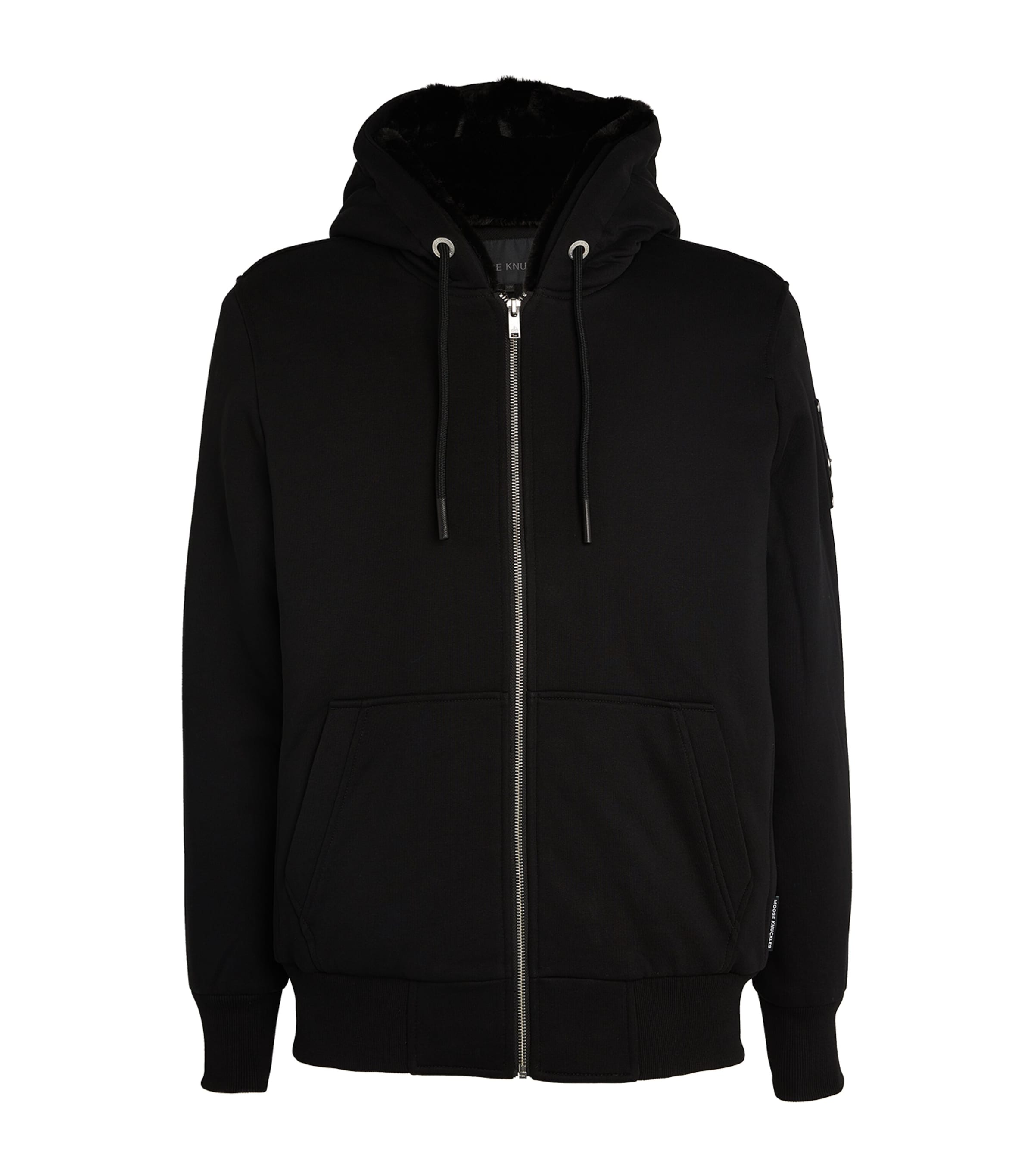 Shop Moose Knuckles Padded Zip-front Hoodie In Black