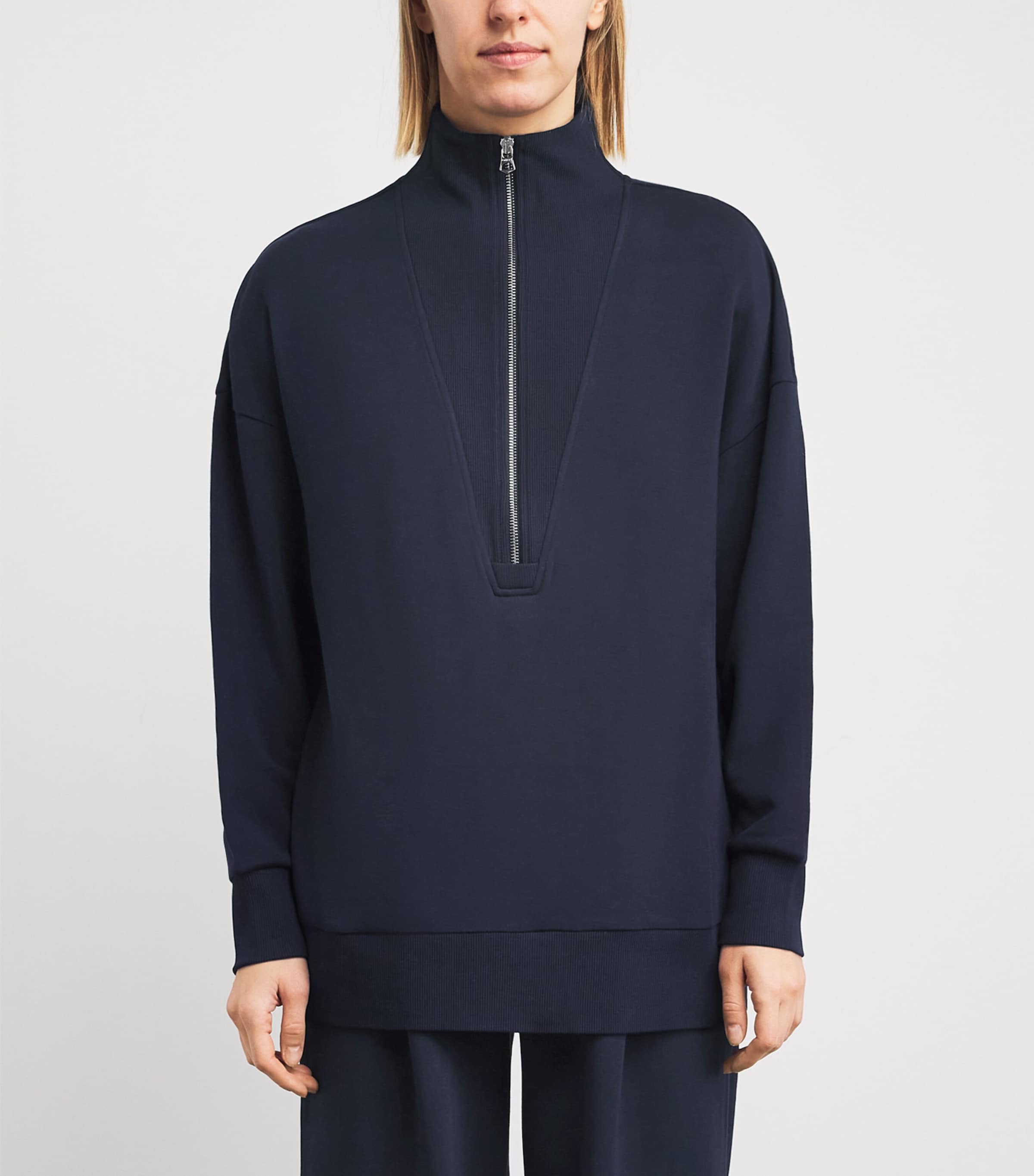 DoubleSoft Masie Quarter-Zip Sweatshirt NAVY Image 3