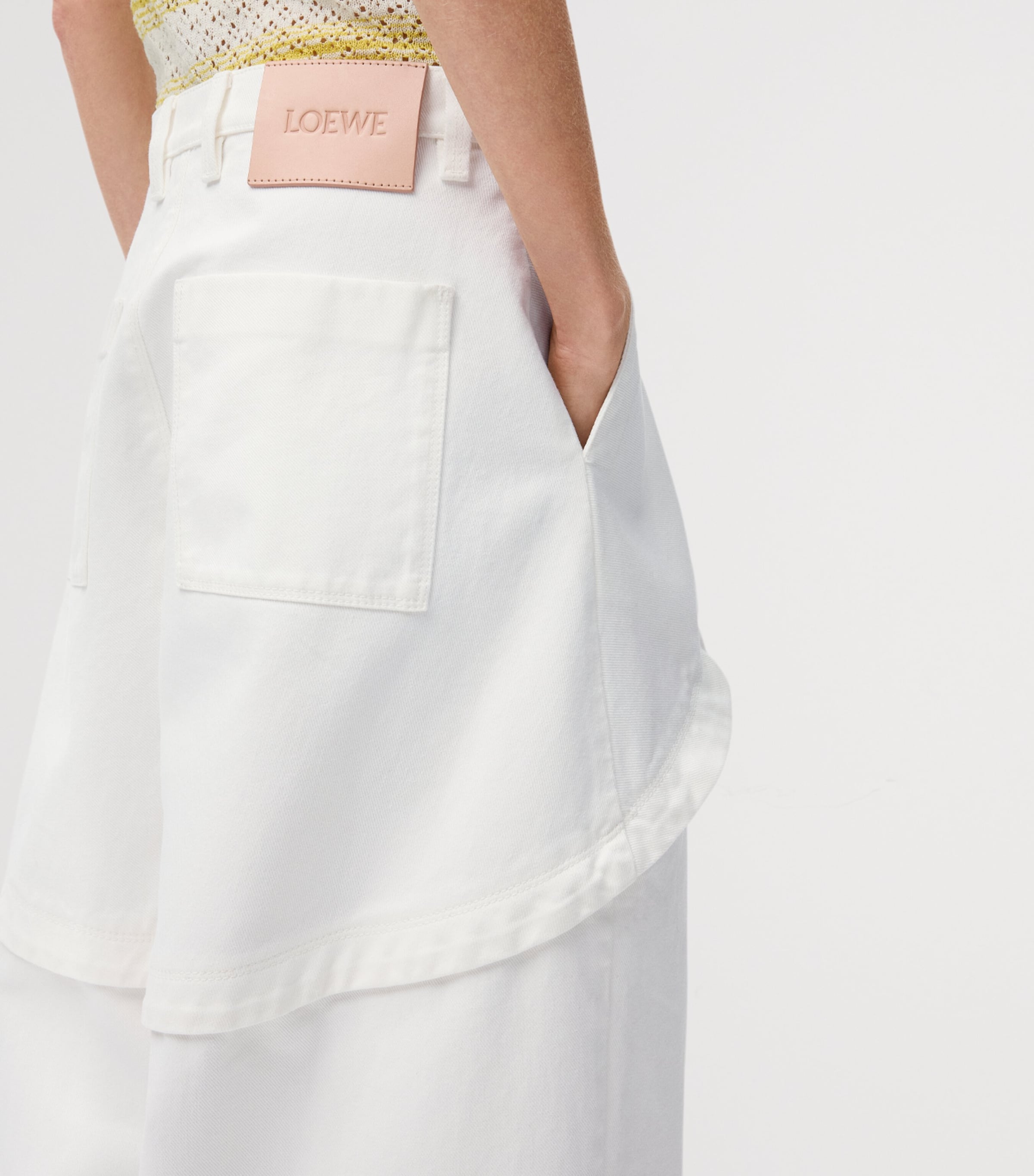 LOEWE Womens x Paula's Ibiza Cotton Panelled Trousers White Image 5