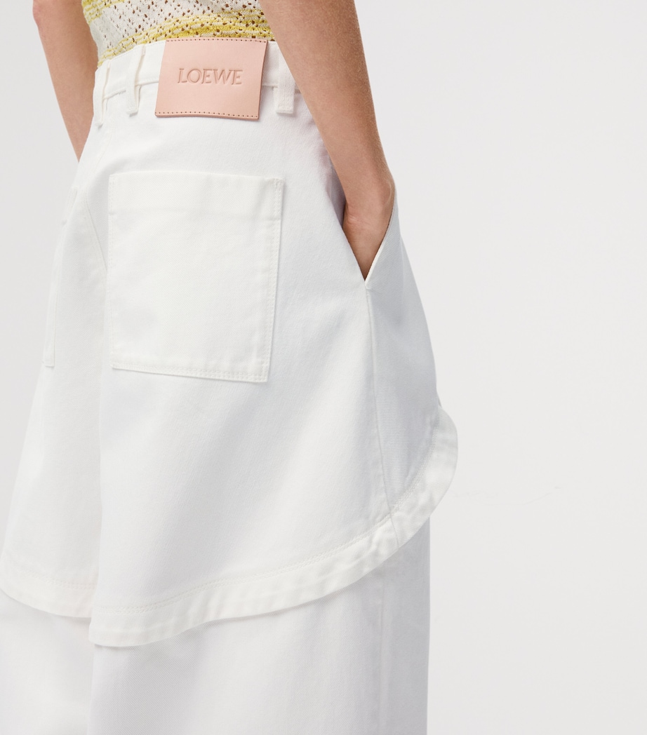 LOEWE Womens x Paula's Ibiza Cotton Panelled Trousers White Image 5