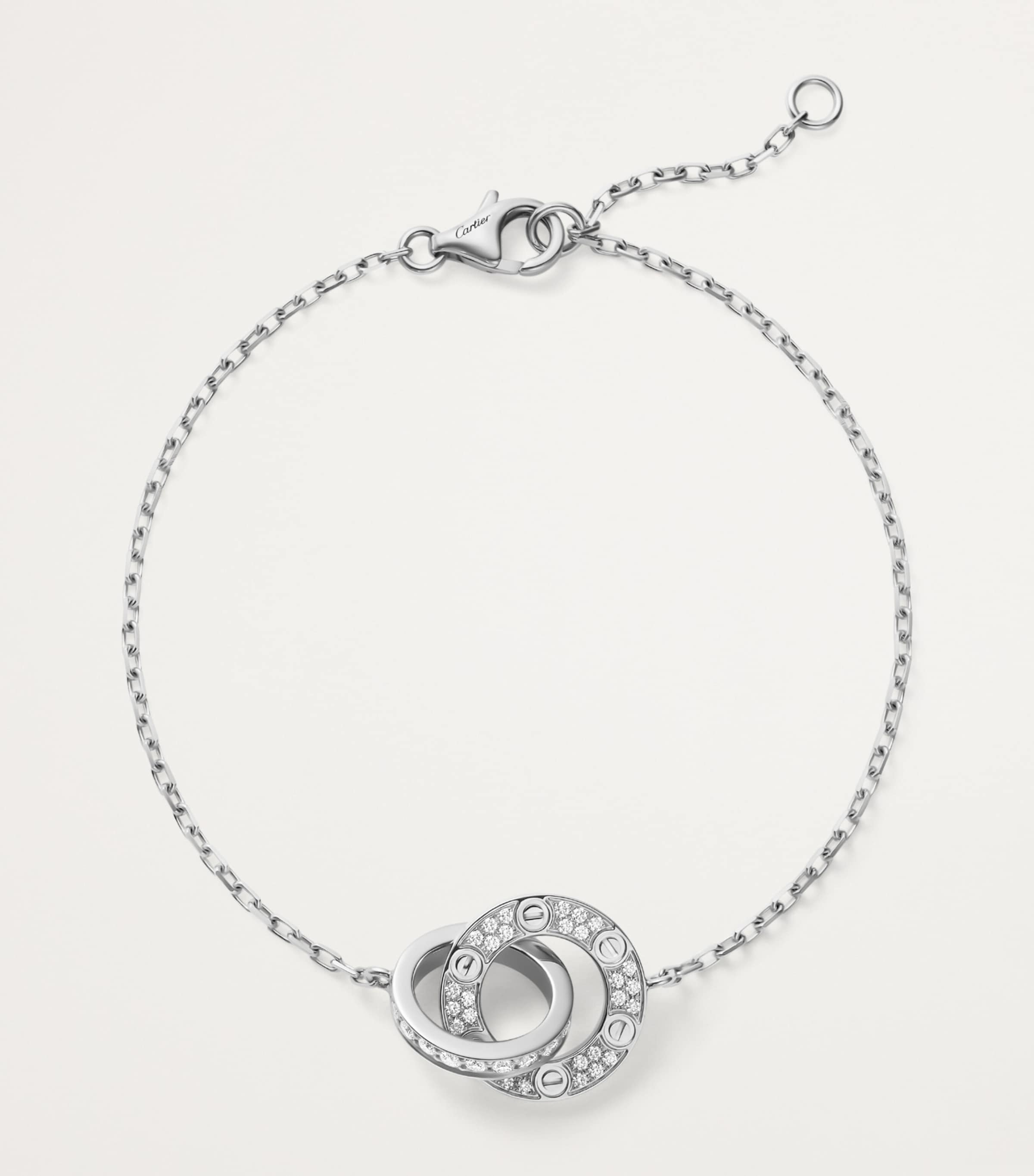 White Gold and Diamond LOVE Chain Bracelet WHITE GOLD Image 4