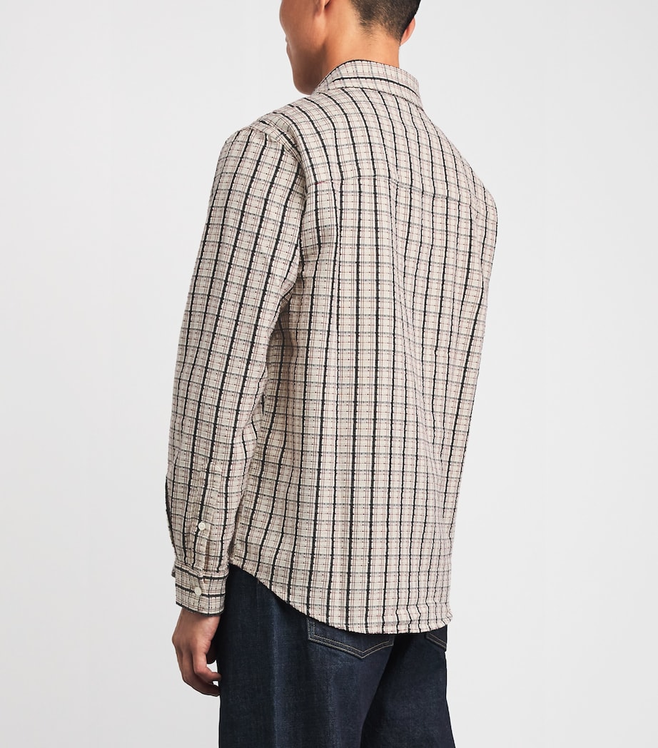 Wax London Mens Cotton Check Shelly Shirt Ecru / Red Image 5