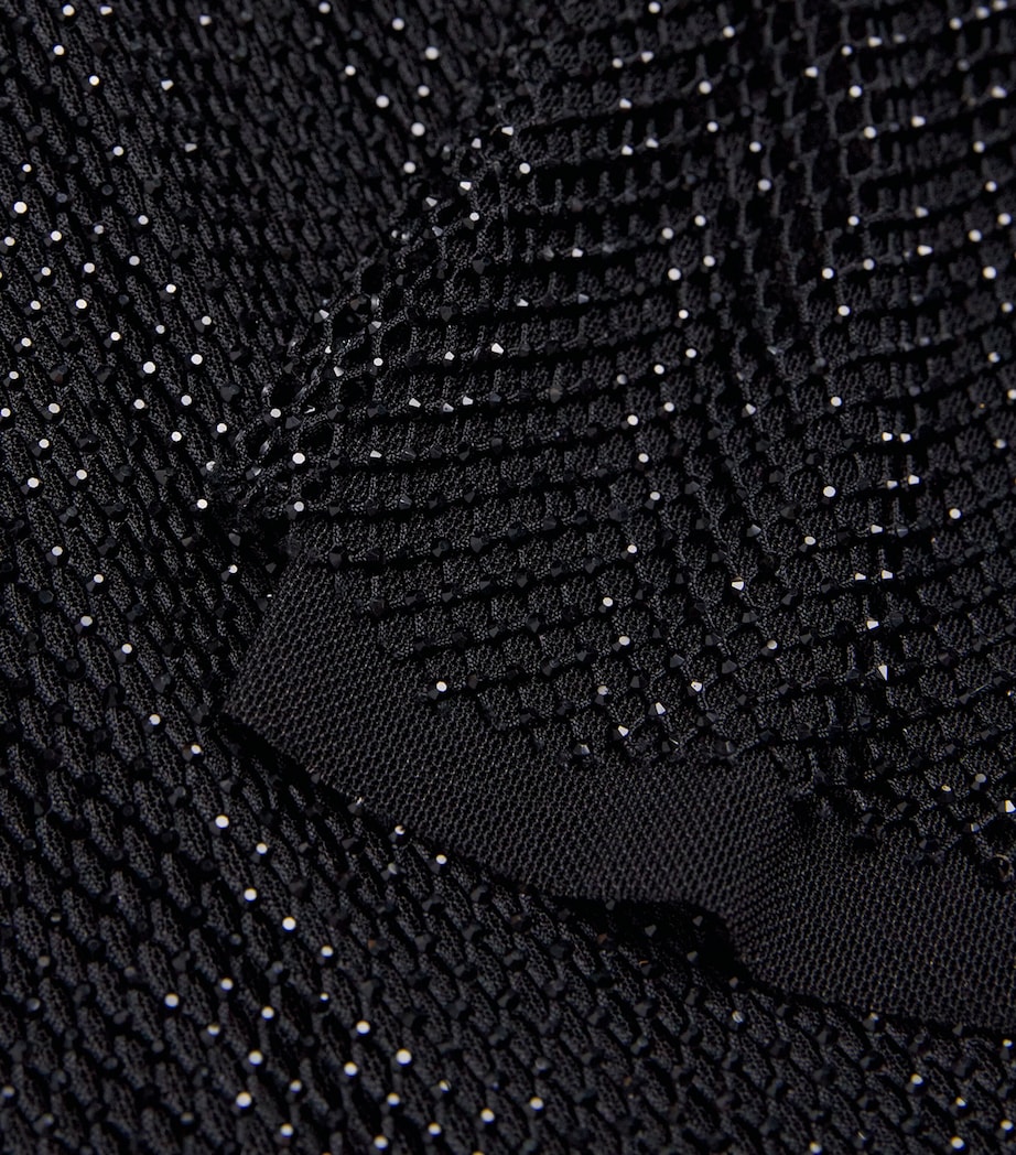 Rhinestone Mesh Lunette Maxi Dress DBLK BLACK Image 5