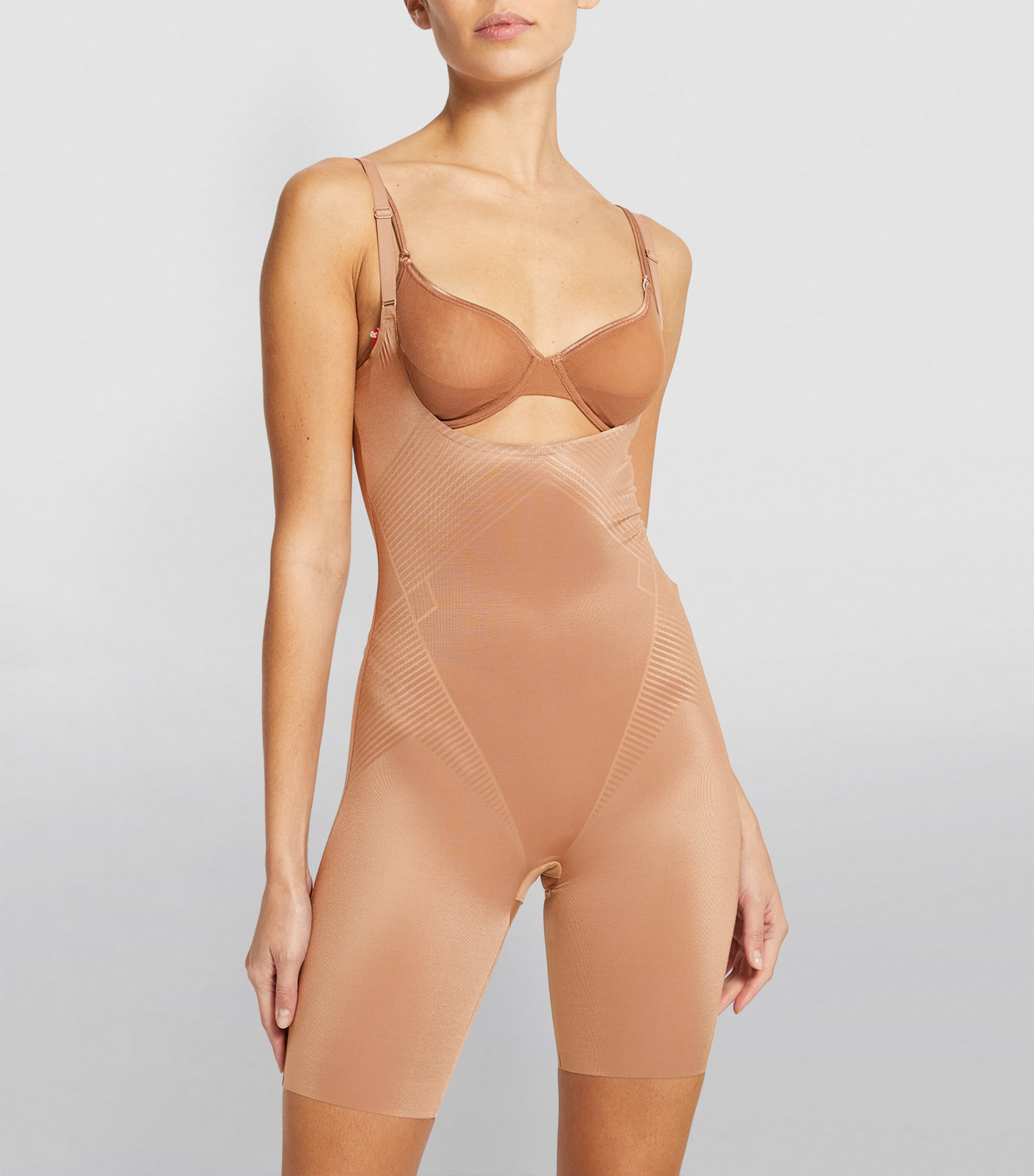 SPANXshape Invisible Open-Bust Mid-Thigh Bodysuit - Medium Control CAFÉ AU LAIT Image 2