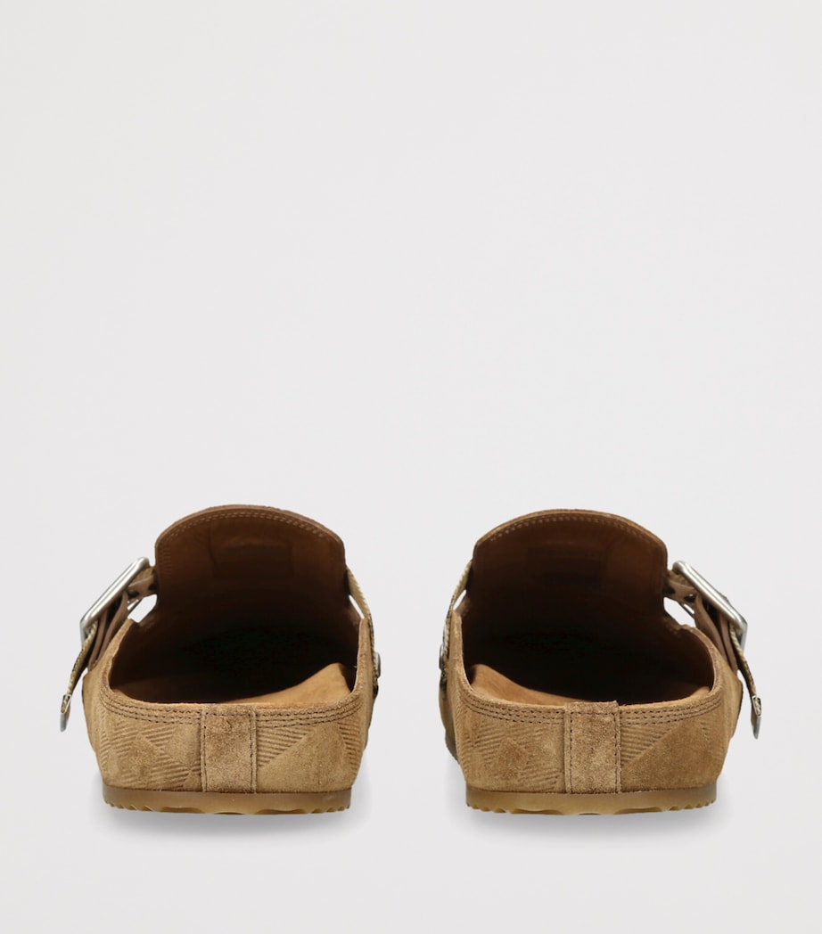 Suede Check-Trim Urchin Clogs BROWN Image 2