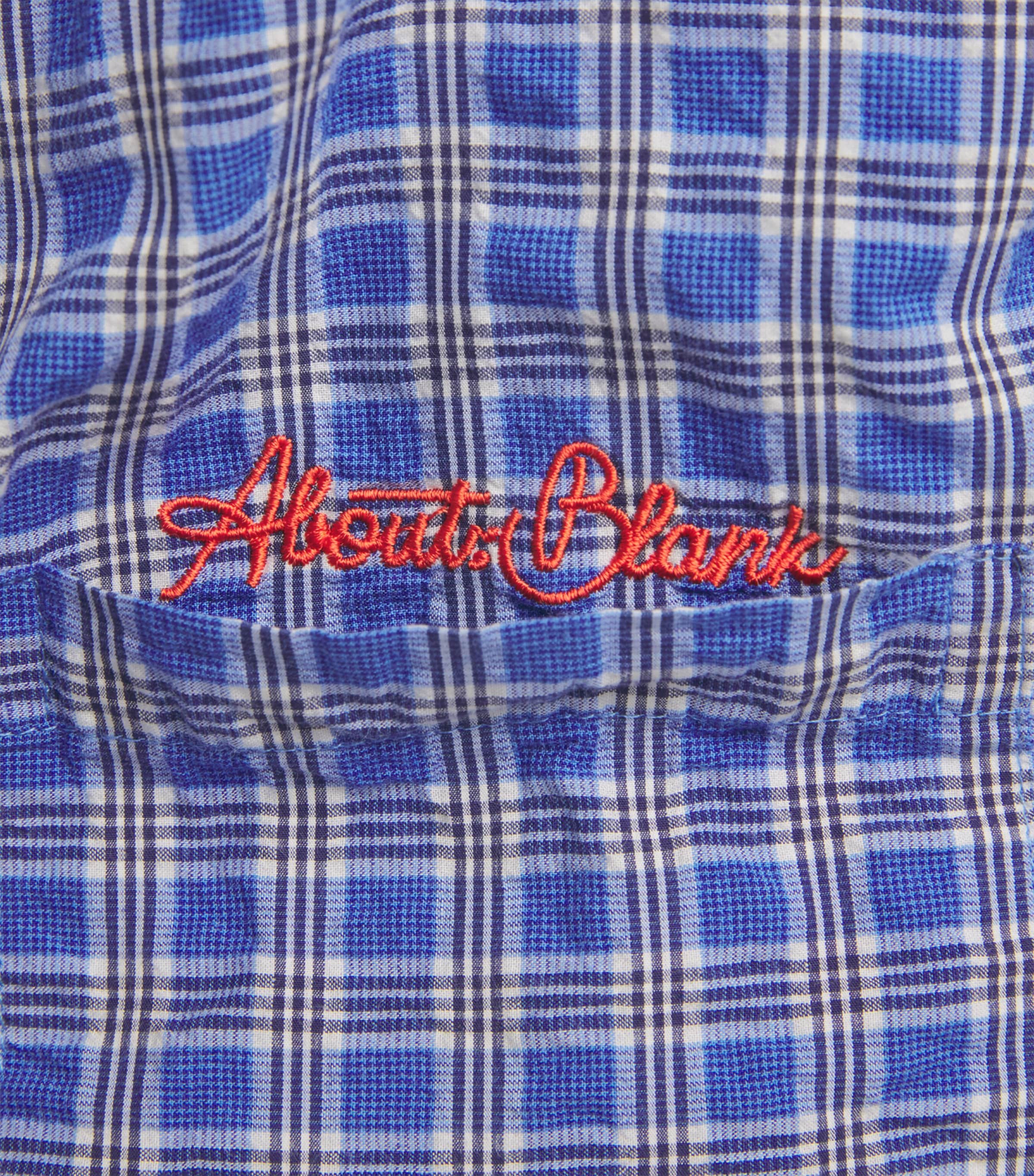 about:blank Mens Cotton Raw-Hem Check Shirt Blue Image 6
