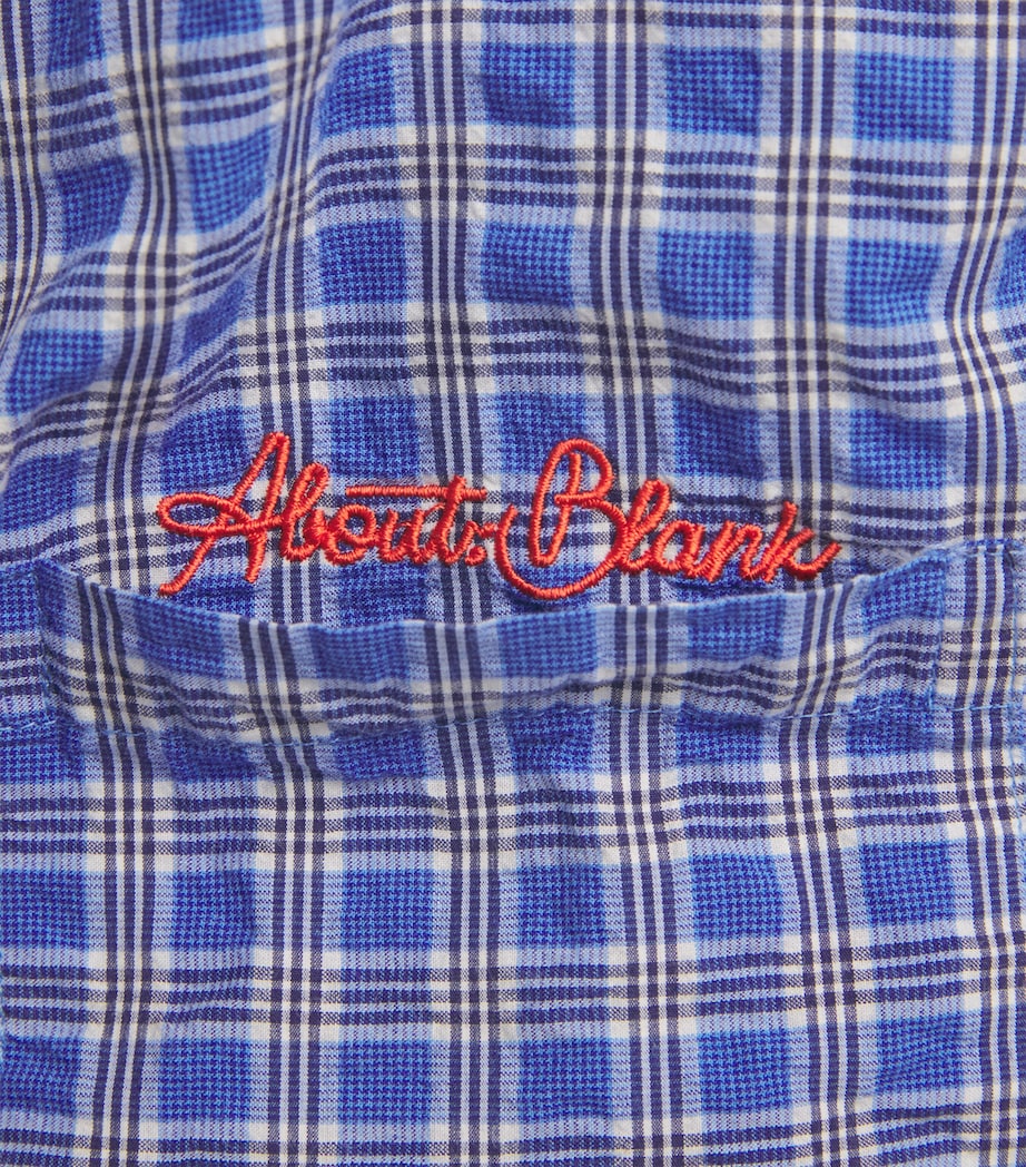 about:blank Mens Cotton Raw-Hem Check Shirt Blue Image 6