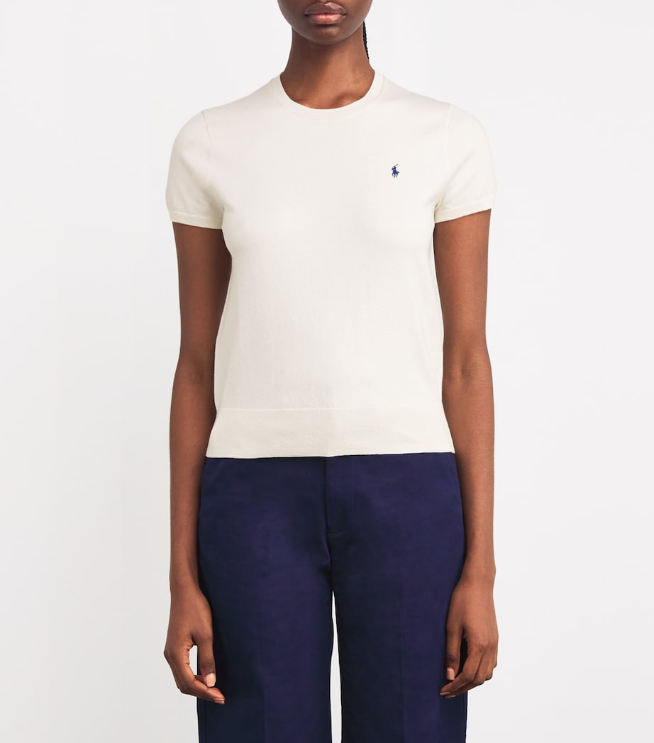 Cotton-Blend Short-Sleeve Sweater COLLECTION CREAM Image 3