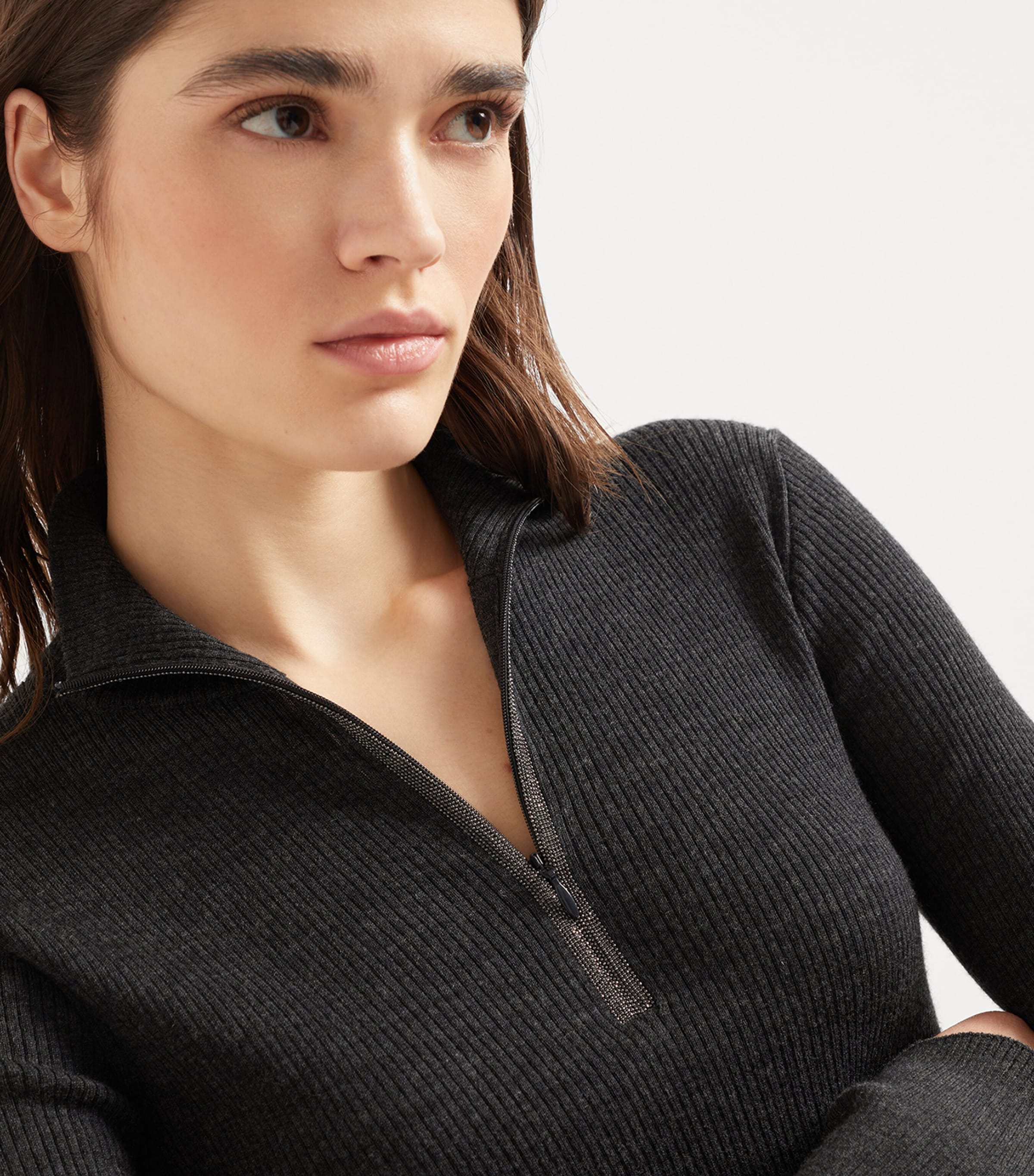 Brunello Cucinelli Womens Virgin Wool-Cashmere Half-Zip Sweater Image 6