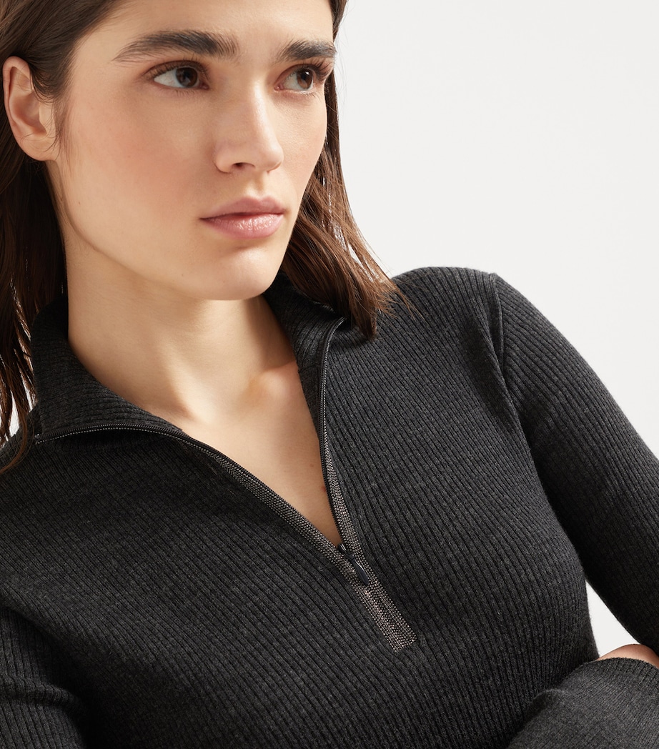 Virgin Wool-Cashmere Half-Zip Sweater C055 Image 6