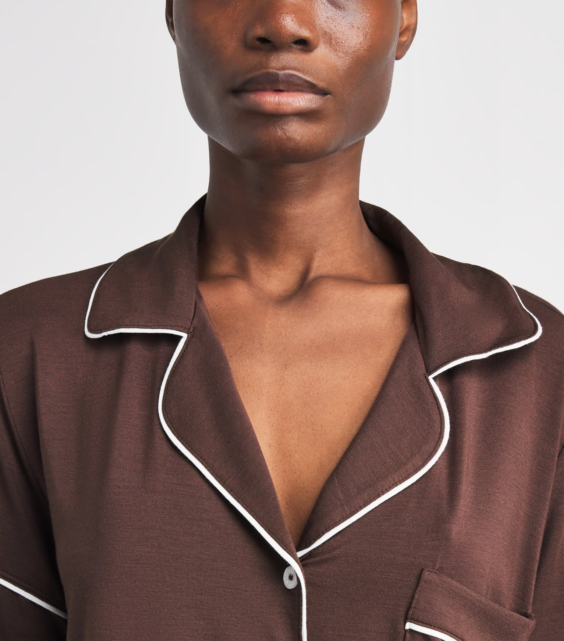Eberjey Womens Gisele Short Pyjama Set Chocolate/ivory Image 3