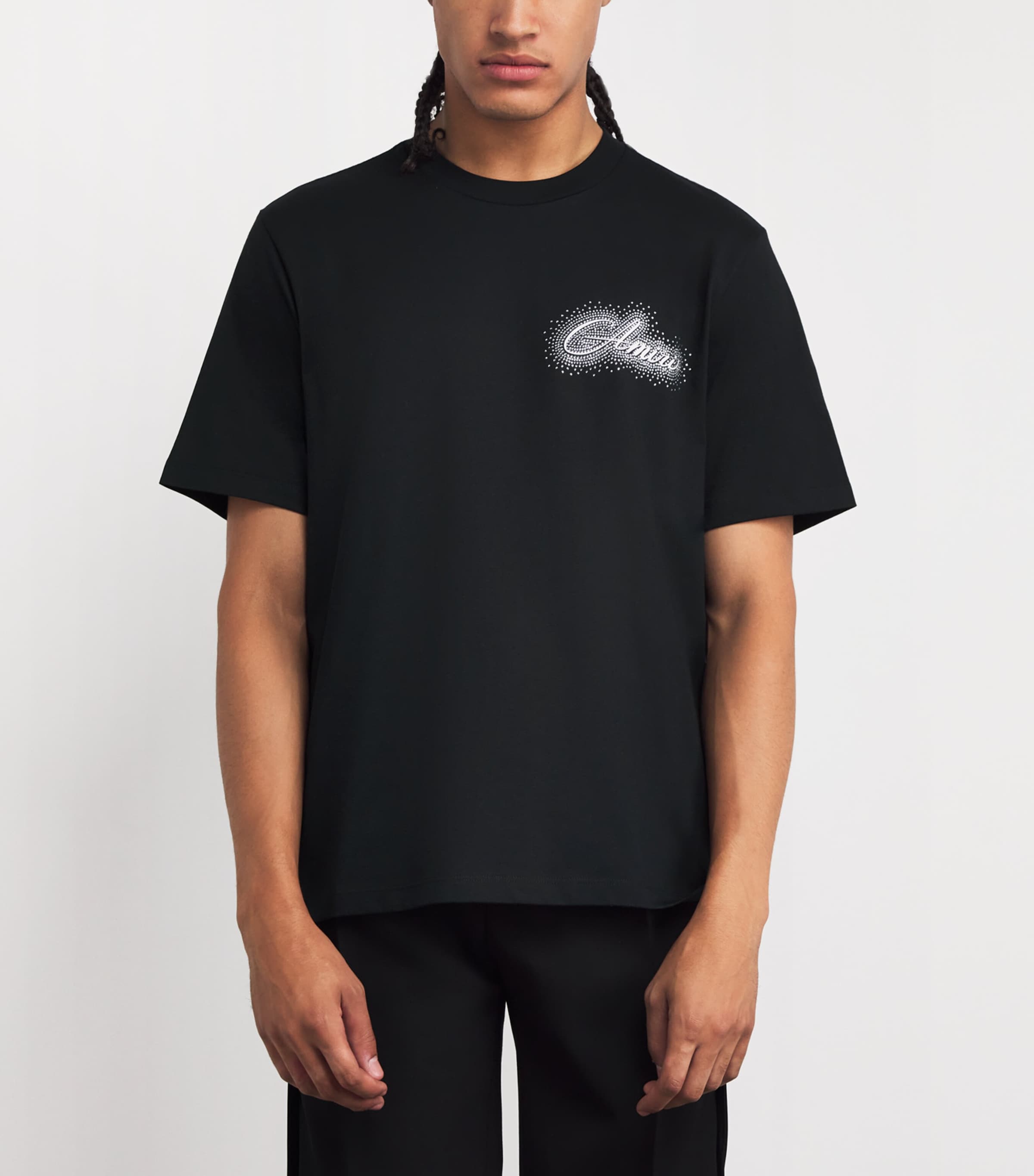 AMIRI Black Cotton Crystal-Logo T-Shirt | Harrods US
