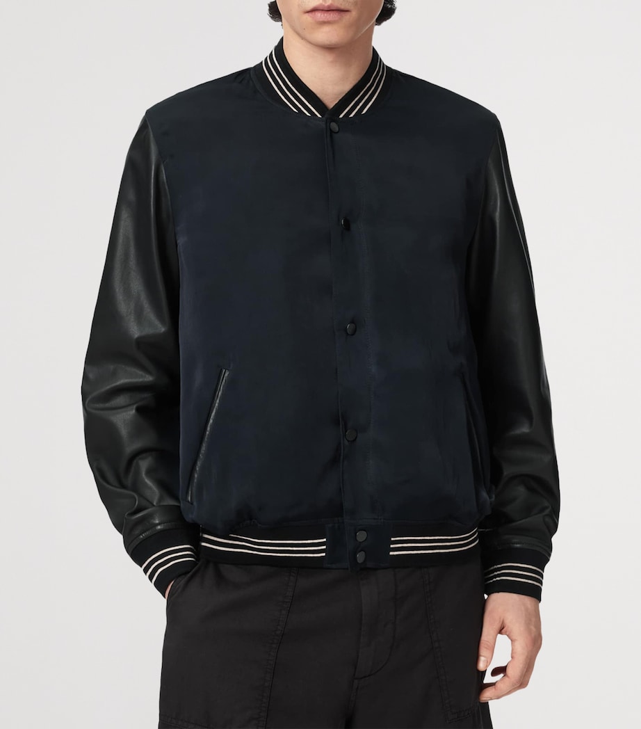 AllSaints Mens Taishi Varsity Bomber Jacket Navy/black Image 3
