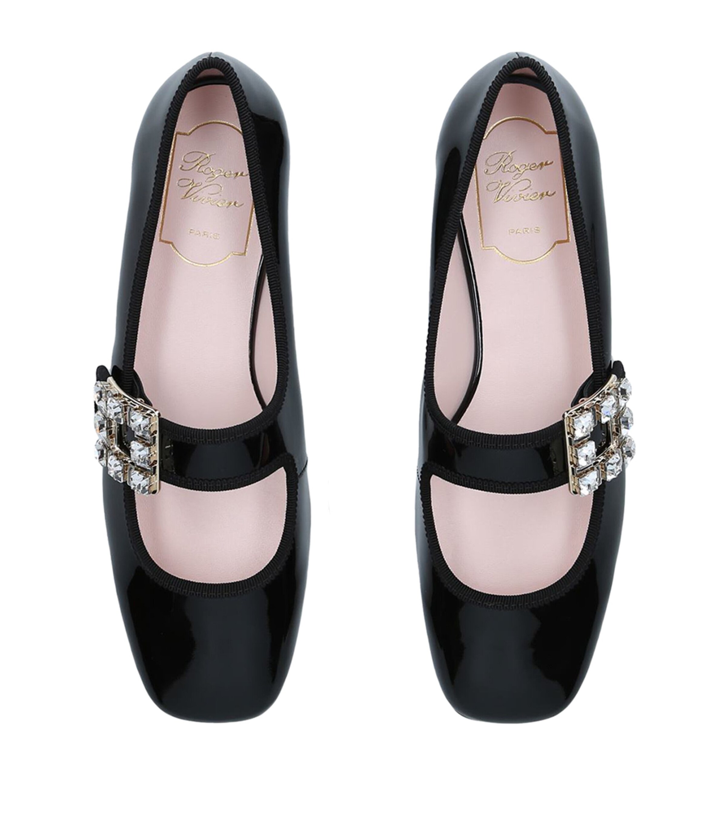 Roger Vivier Patent Embellished Flats Black Image 6