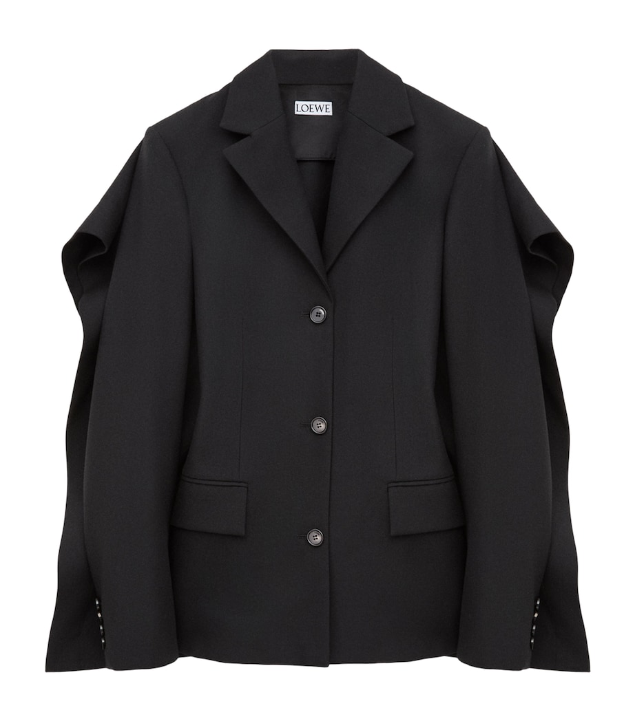 LOEWE Womens Wool Open-Back Blazer Black Image 1