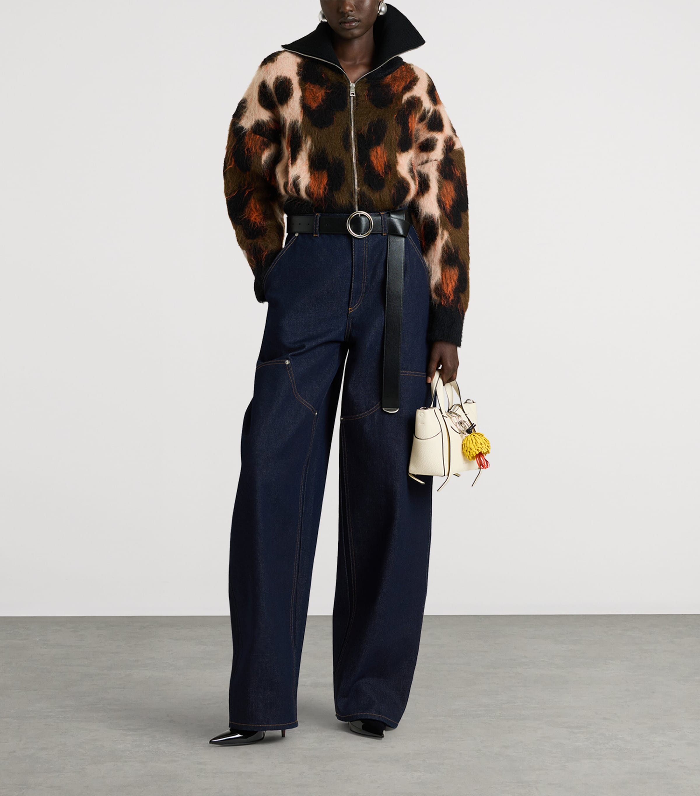 Givenchy Womens Wool-Blend Leopard Knit Bomber Jacket Image 2