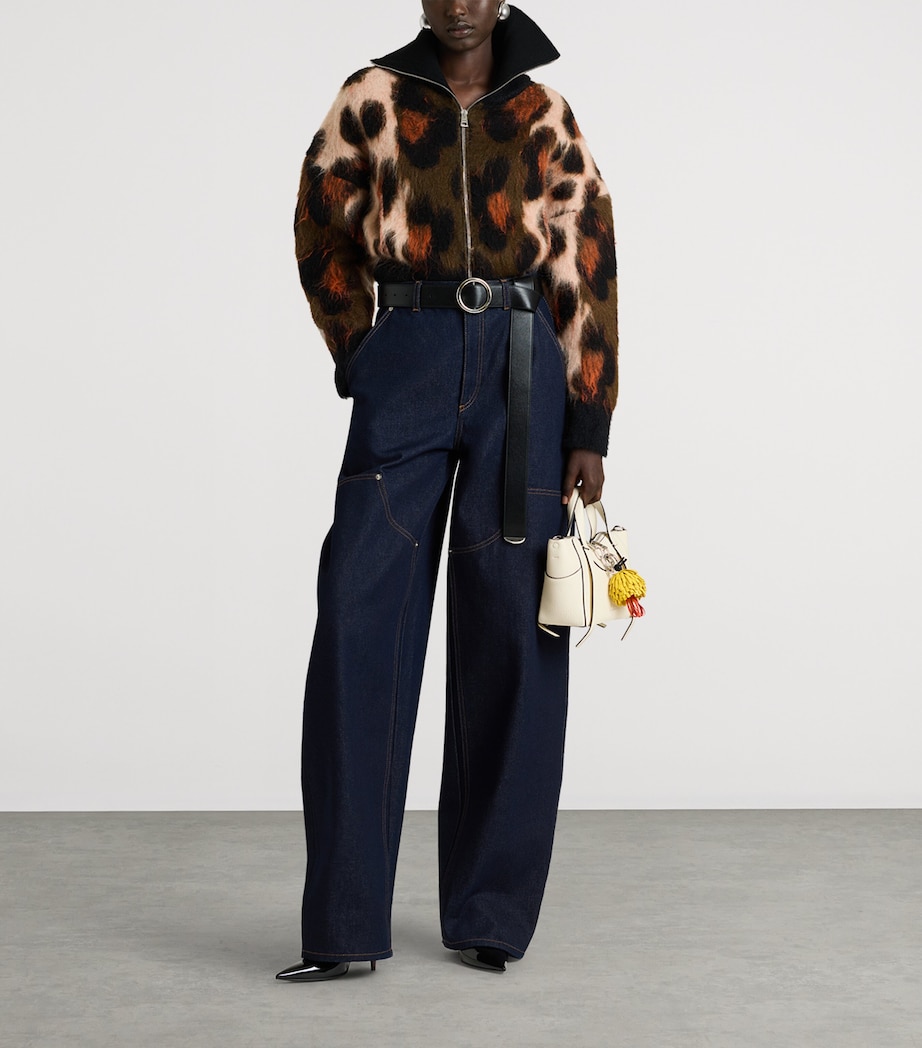 Givenchy Womens Wool-Blend Leopard Knit Bomber Jacket Image 2