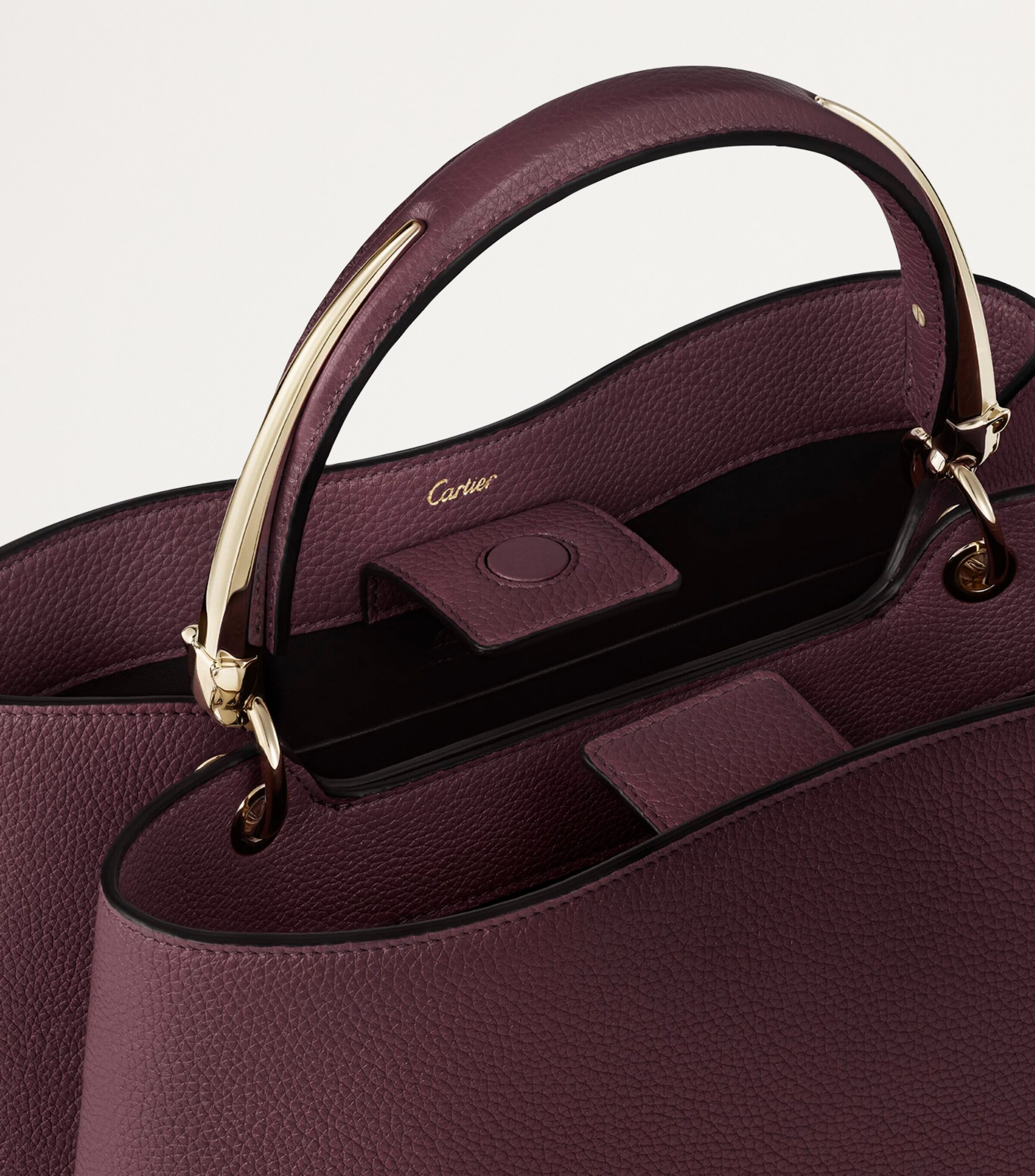 Medium Calfskin Panthère de Cartier Top-Handle Bag PLUM Image 11