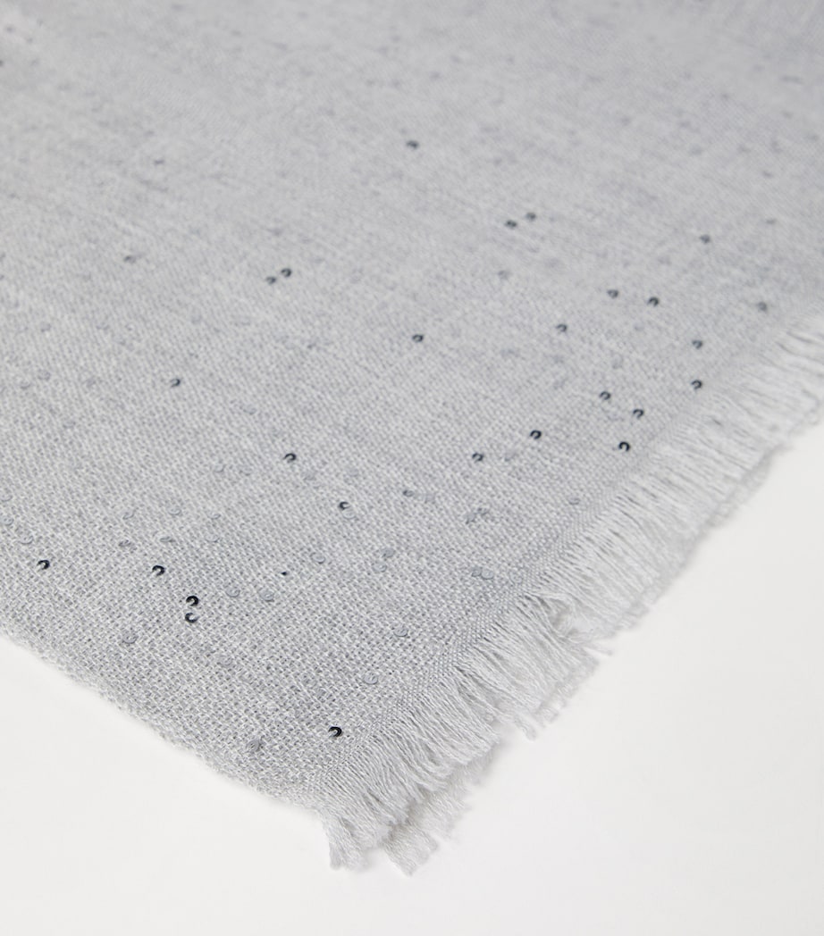Brunello Cucinelli Womens Cashmere-Silk Diamond Yarn Sequin Scarf Image 3