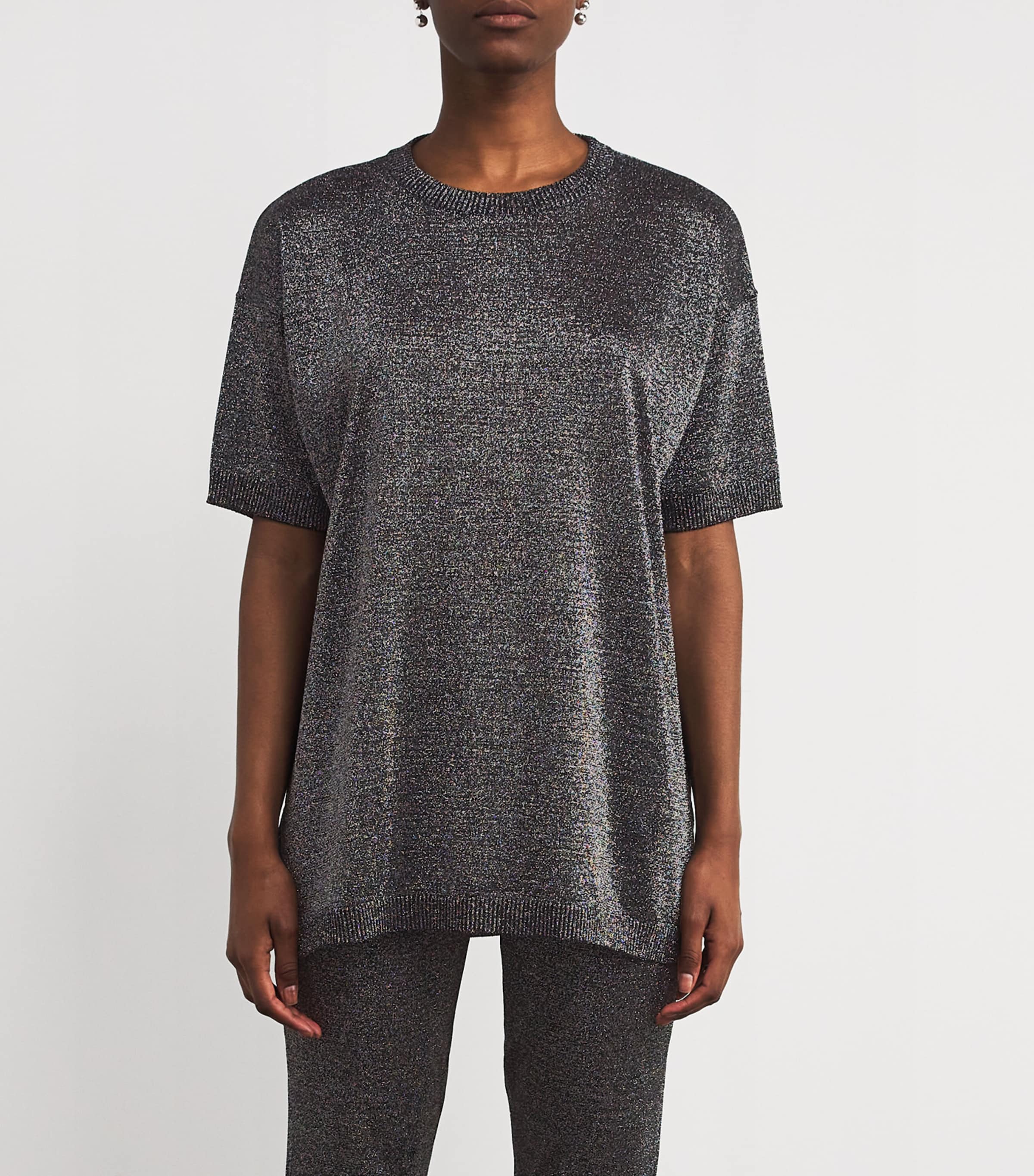 Knitted Metallic T-Shirt L905D SILVER TONES Image 3