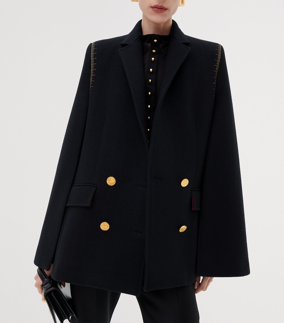 Schiaparelli Womens Virgin Wool Measuring Tape Cape Black Image 3
