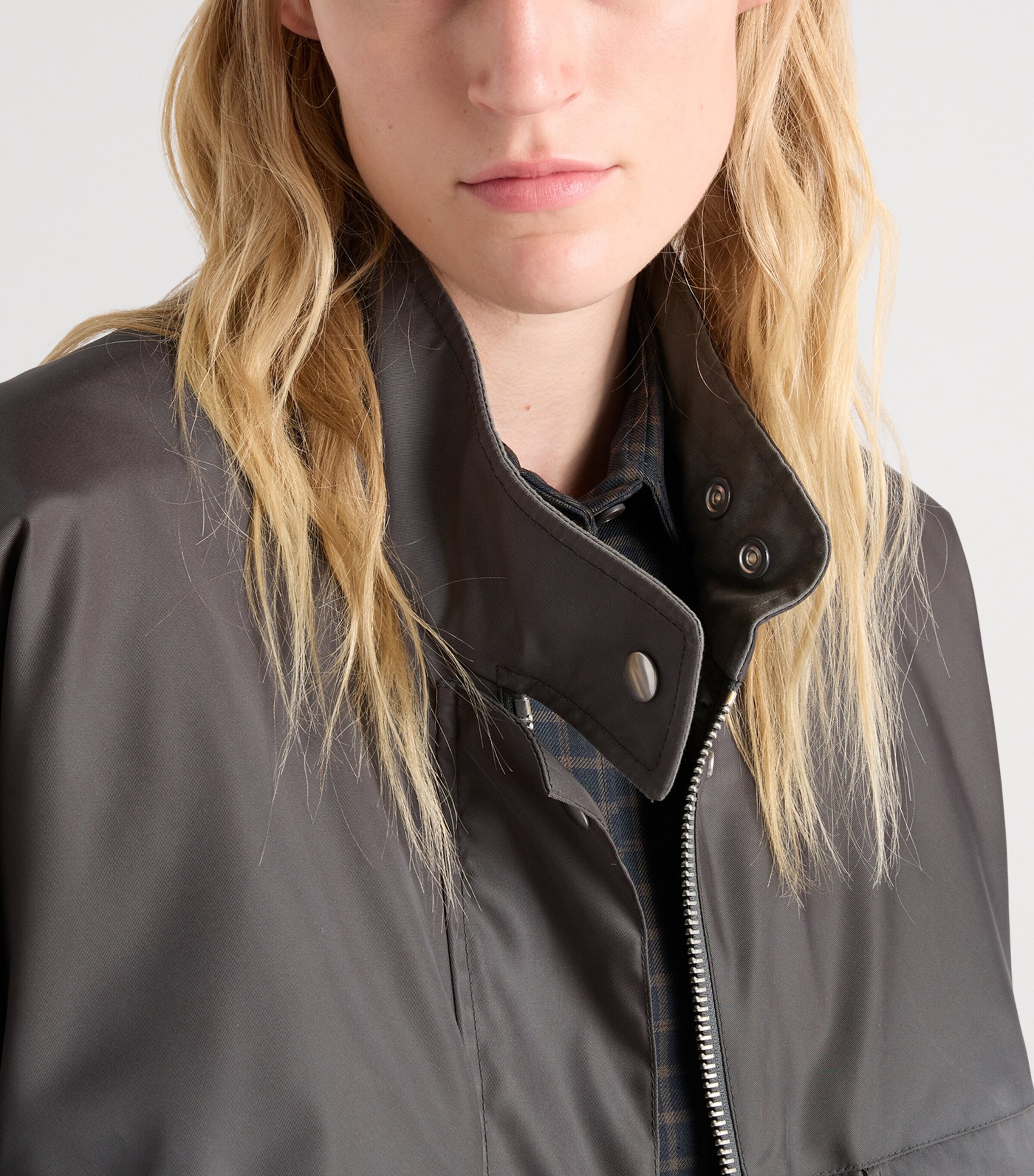 Prada Womens Washed Re-Nylon Jacket Grey Image 4