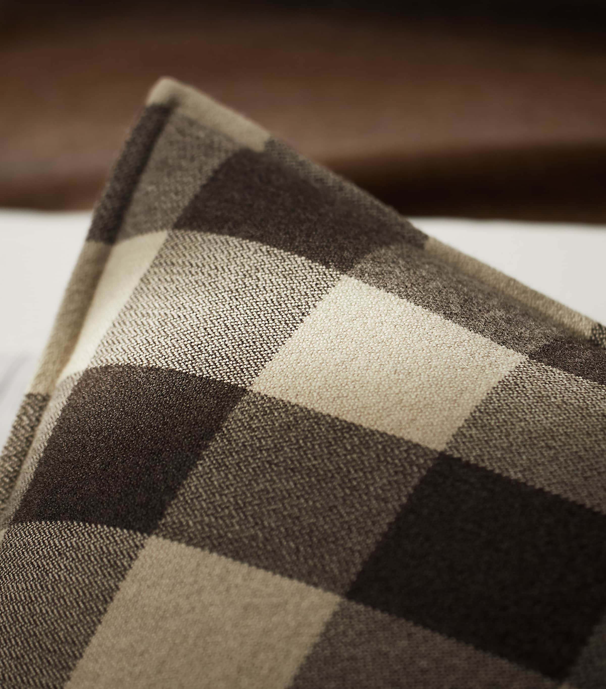 Wool Check Joshua Cushion (50cm x 50cm) CHARCOAL Image 2