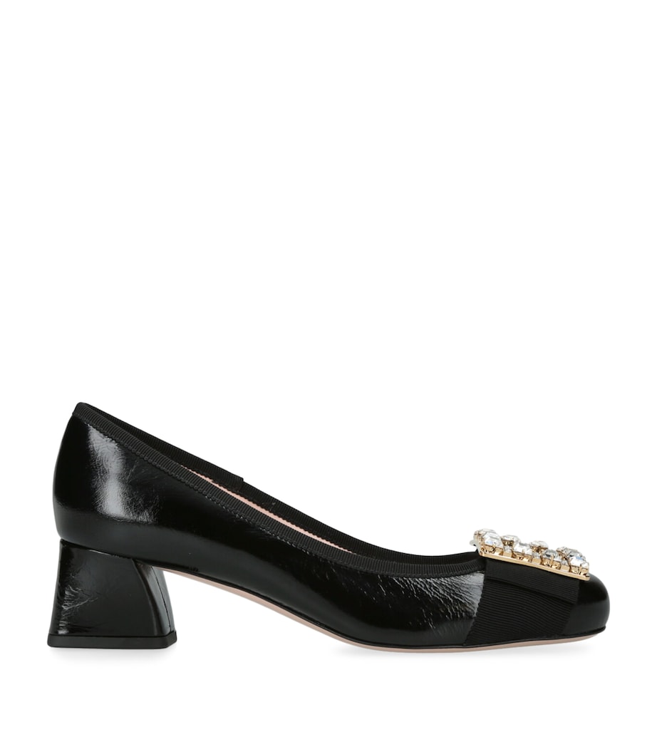Leather Très Vivier Strass Heeled Mules 45 BLACK Image 1