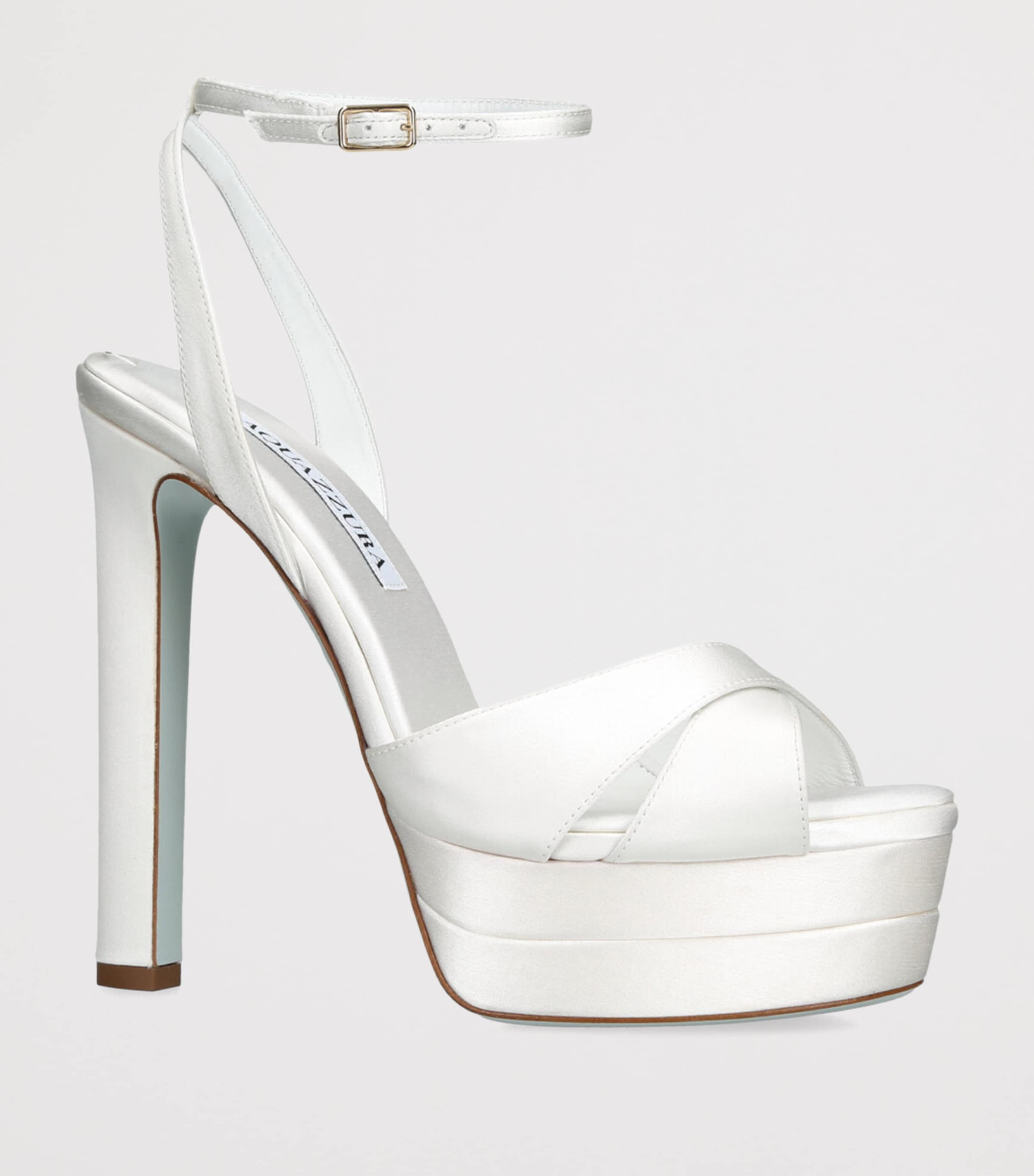 Aquazzura Satin Divine Plateau Sandals 130 White Image 3