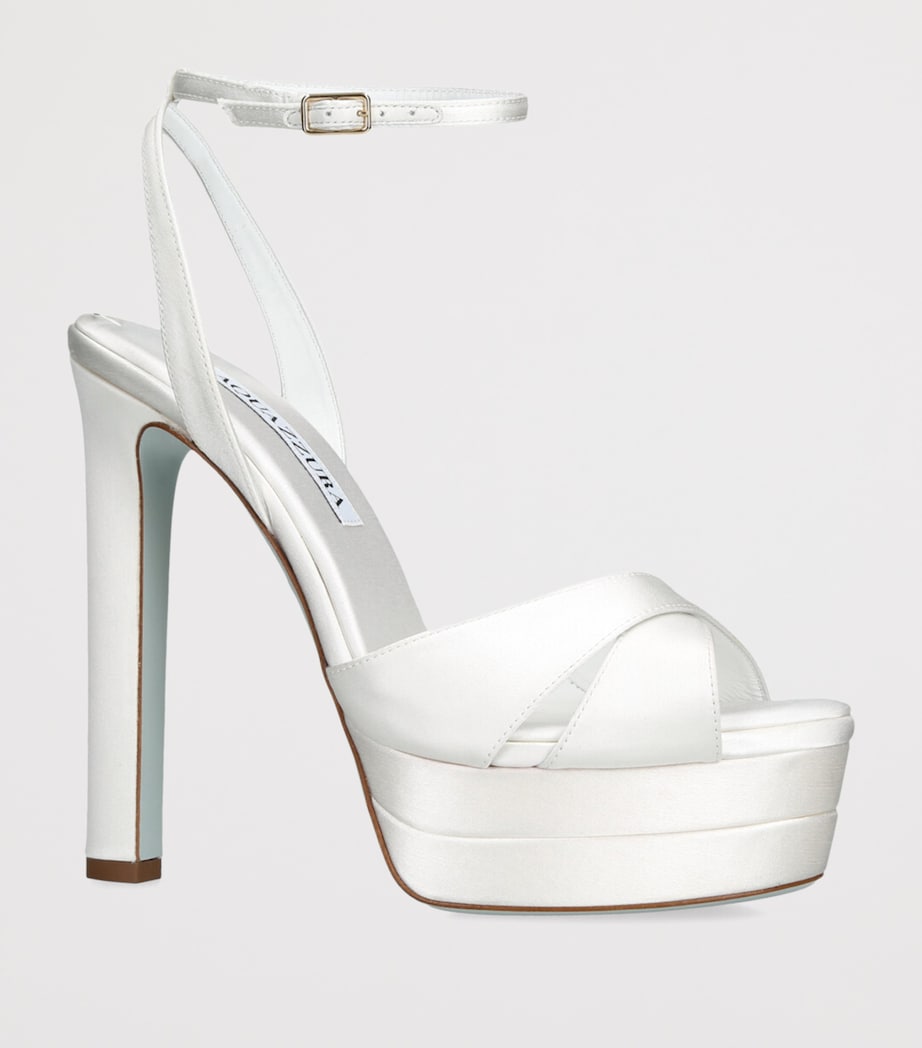 Aquazzura Satin Divine Plateau Sandals 130 White Image 3