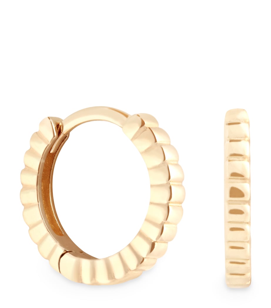 Astrid & Miyu Yellow Gold Ridged Huggie Hoop Earrings Gold Image 1