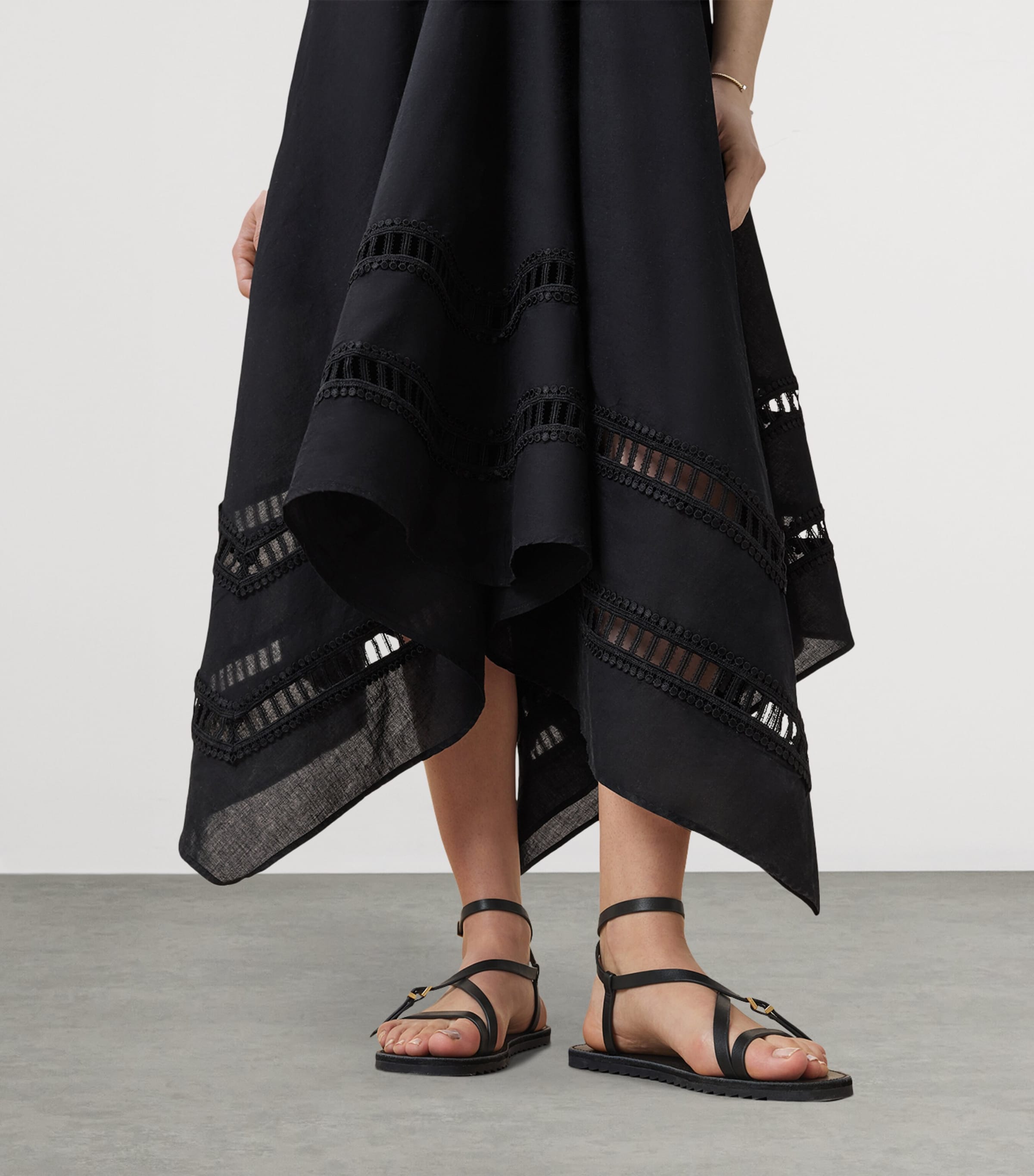 AllSaints Womens Cotton Lil Midi Dress Black Image 7